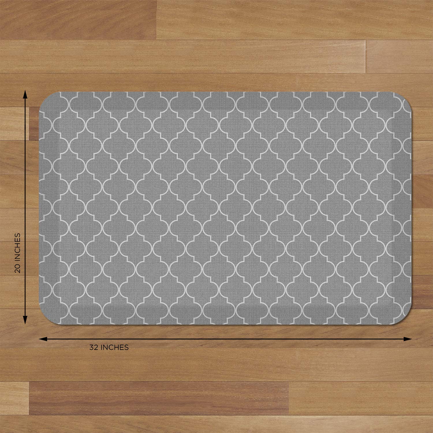 Newlife By Gelpro Anti-Fatigue Designer Comfort Kitchen Floor Mat, 20X32   , Trellis Grey Resistant Surface With 3/4    Thick Er