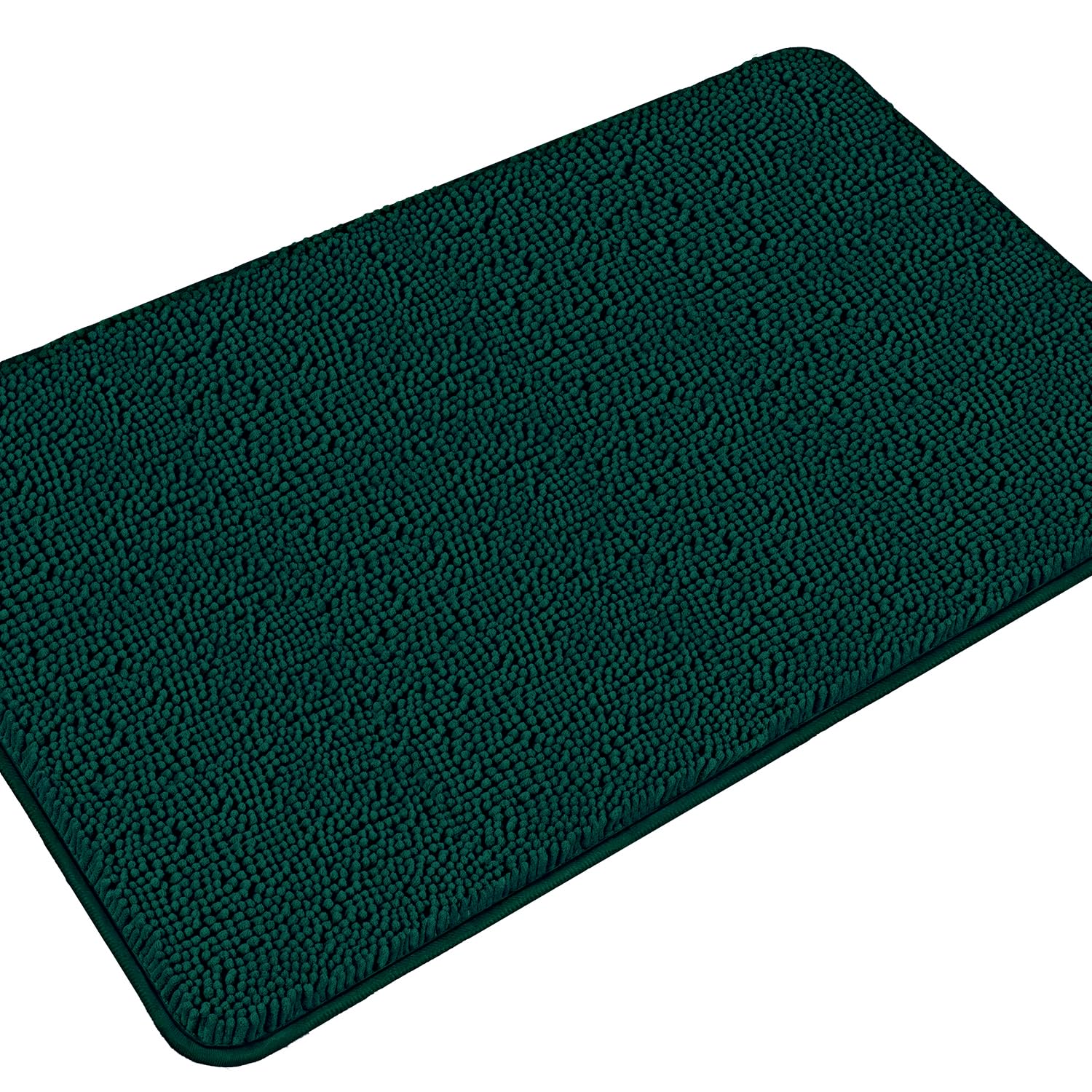 Pureswan Dark Teal Bathroom Rugs - Absorbent And Washable Bath Mat, Non-Slip, Thick Soft Chenille Bath Rugs For Bathroom Floor,