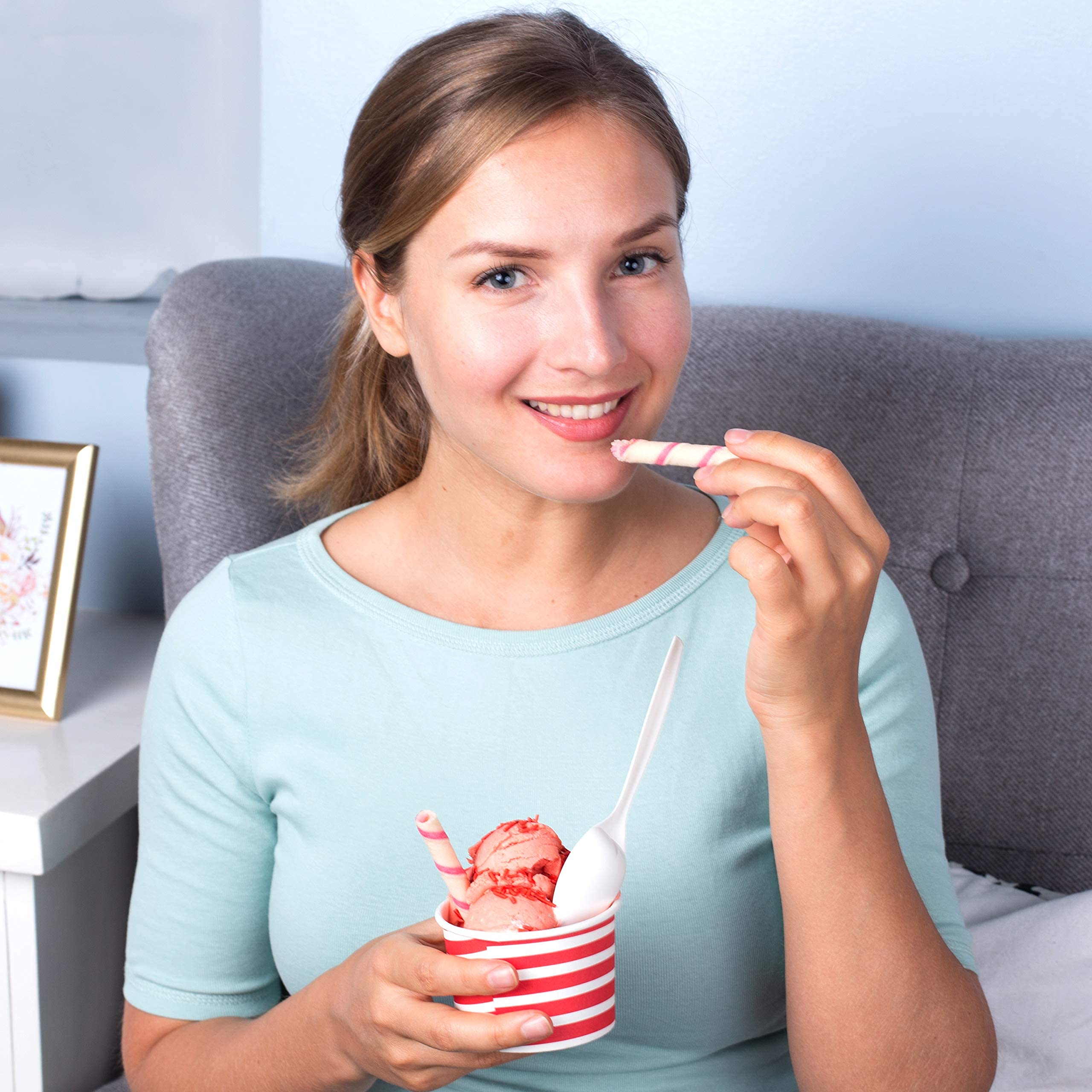 Typtop Ice Cream Cups - 100 Pack Ice Cream Sundae Cups, Frozen Yogurt Dessert Cups