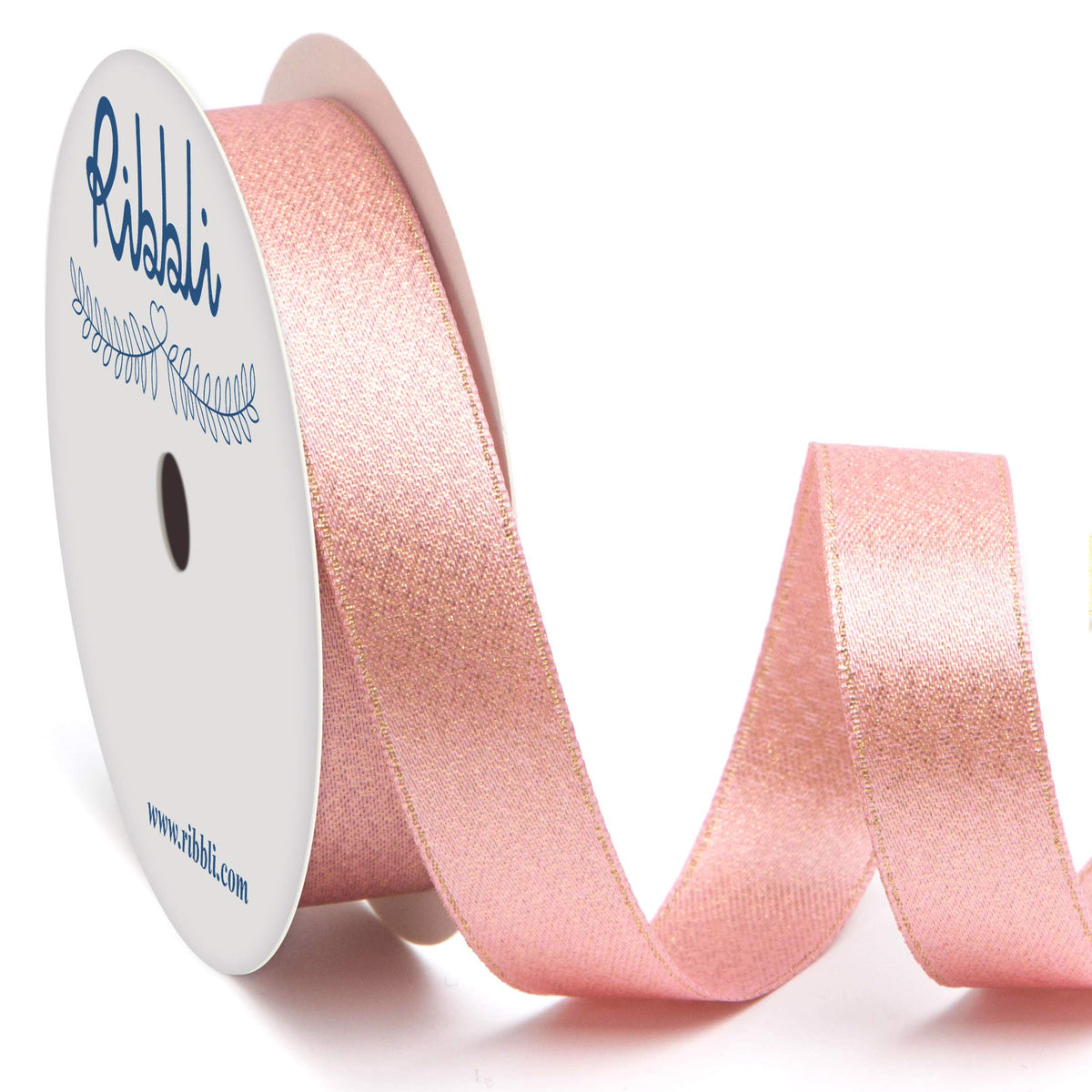 Ribbli Rose Gold Double Faced Purl Ribbon,Luxury Glitter Ribbon,58 Inches X 10 Yards ,Valentine Ribbon,Use For Gift Wrapping,Flo