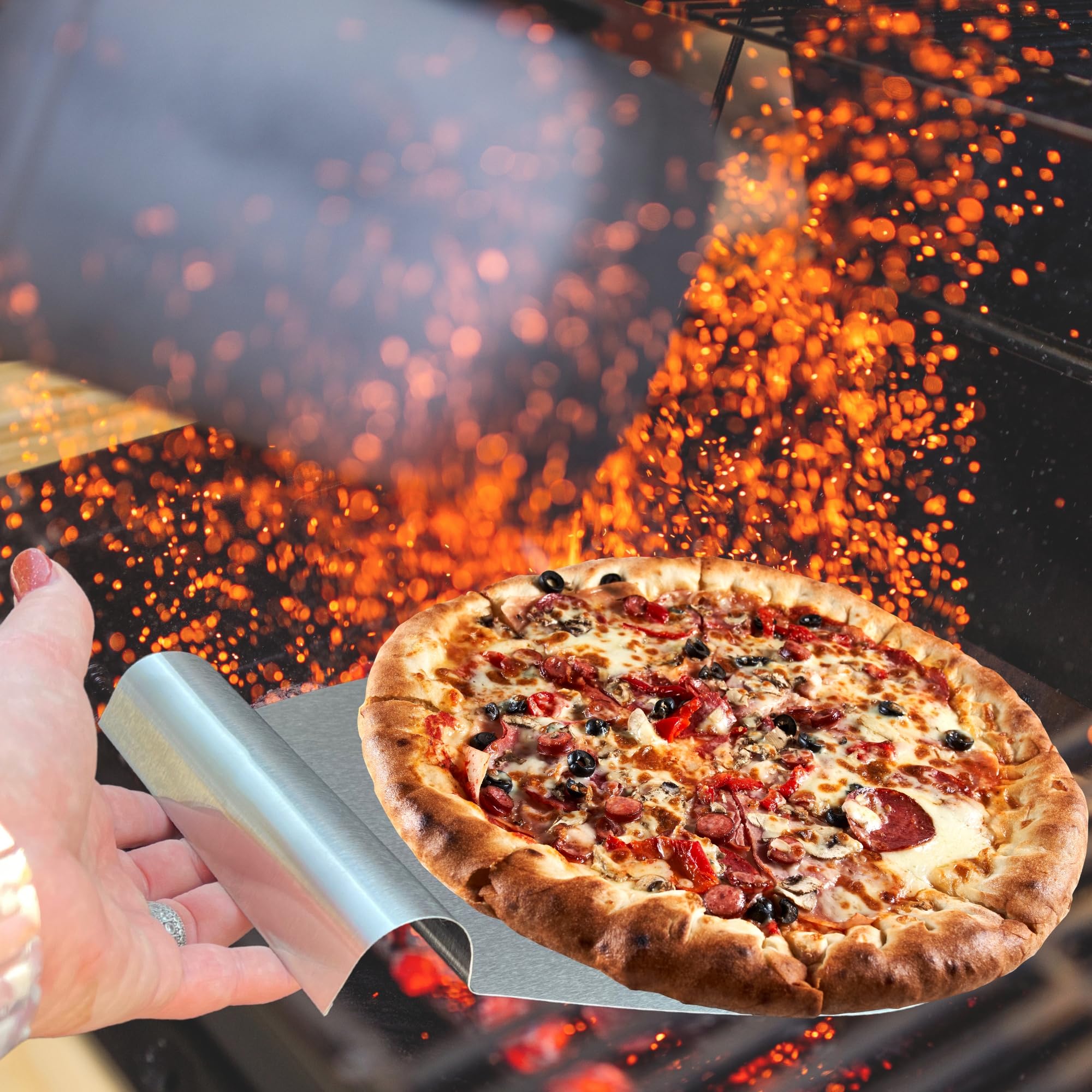 Shes Chic Stainless Steel Peel, Metal Multi-Purpose Scrapper, Paddle, Cutter & Spatula, Turner Tool, For Homemade Pizza, Bread,