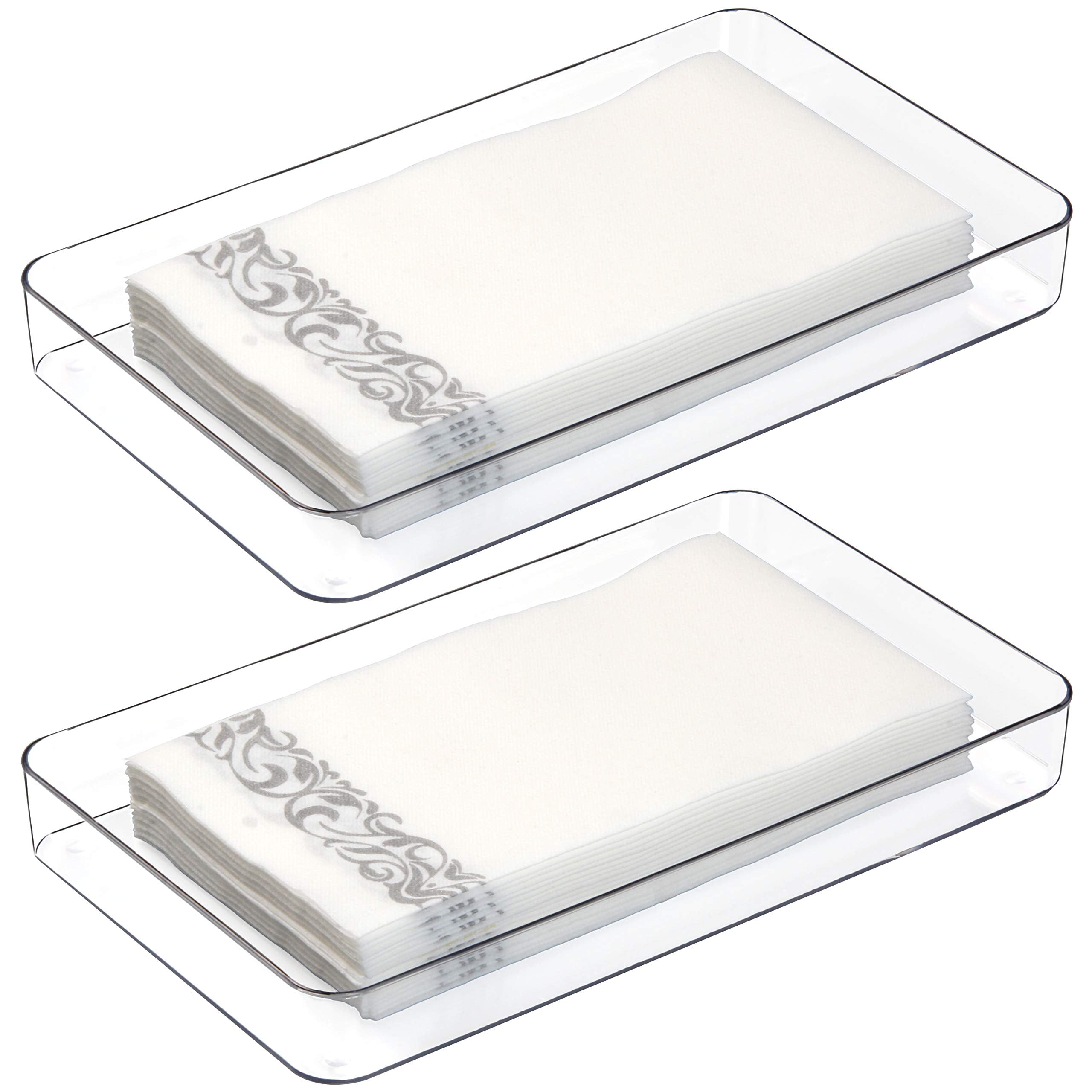 Youngever 3 Pack Plastic Hand Towel Storage Trays, Hand Towel Holders, Sturdy Vanity Holder For Paper Napkins, Hand Towel, Jewel