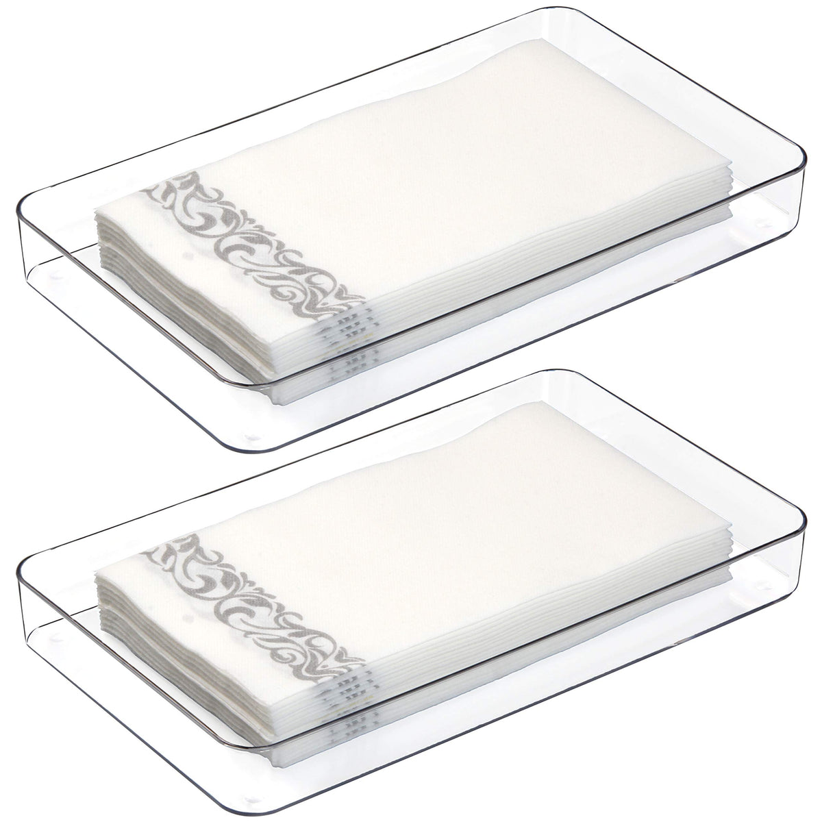 Youngever 3 Pack Plastic Hand Towel Storage Trays, Hand Towel Holders, Sturdy Vanity Holder For Paper Napkins, Hand Towel, Jewel
