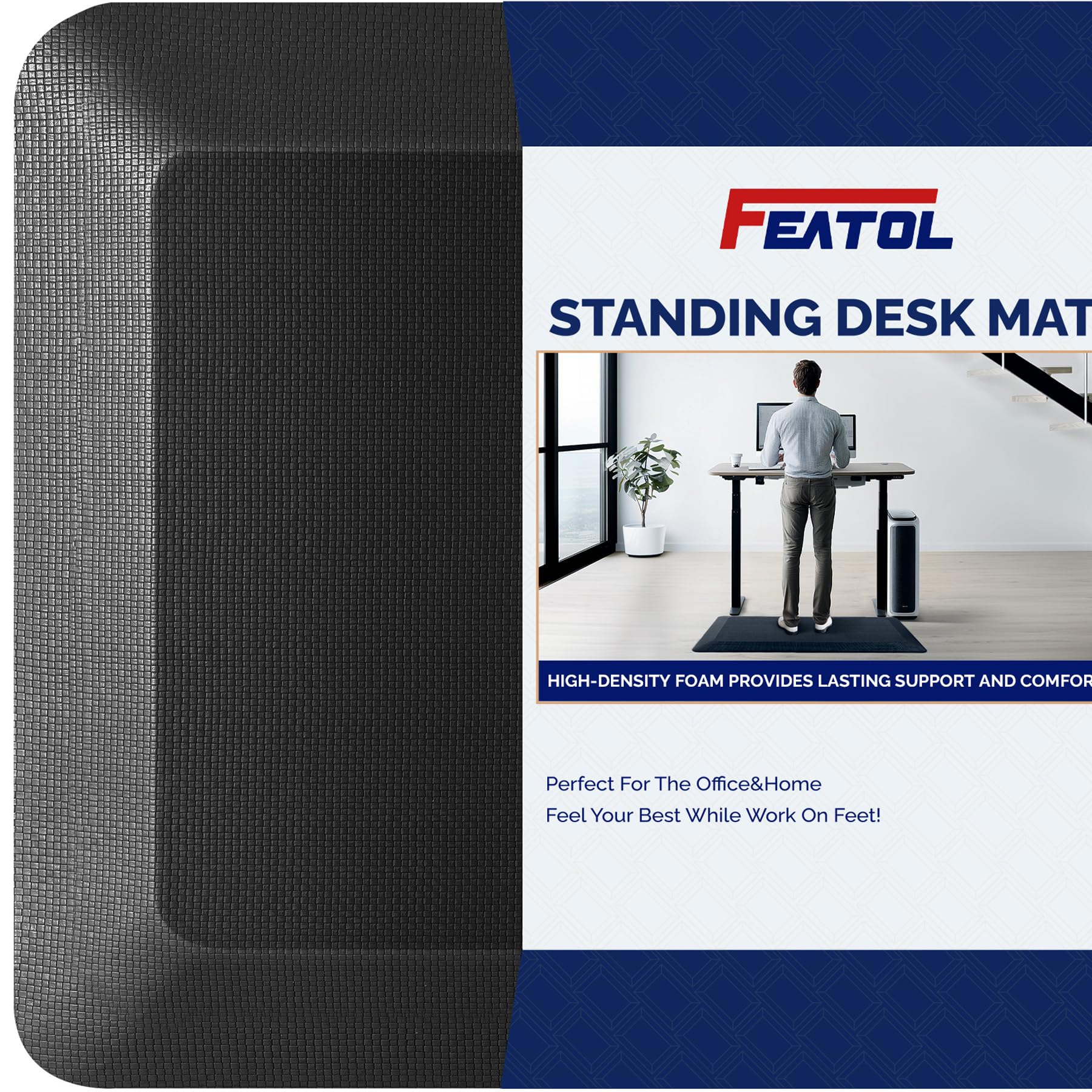 Featol Anti Fatigue Mats For Standing, 9/10 Extra Thick Ergonomic Standing Desk Mat, Comfort & Durable Memory Foam Standing Mat
