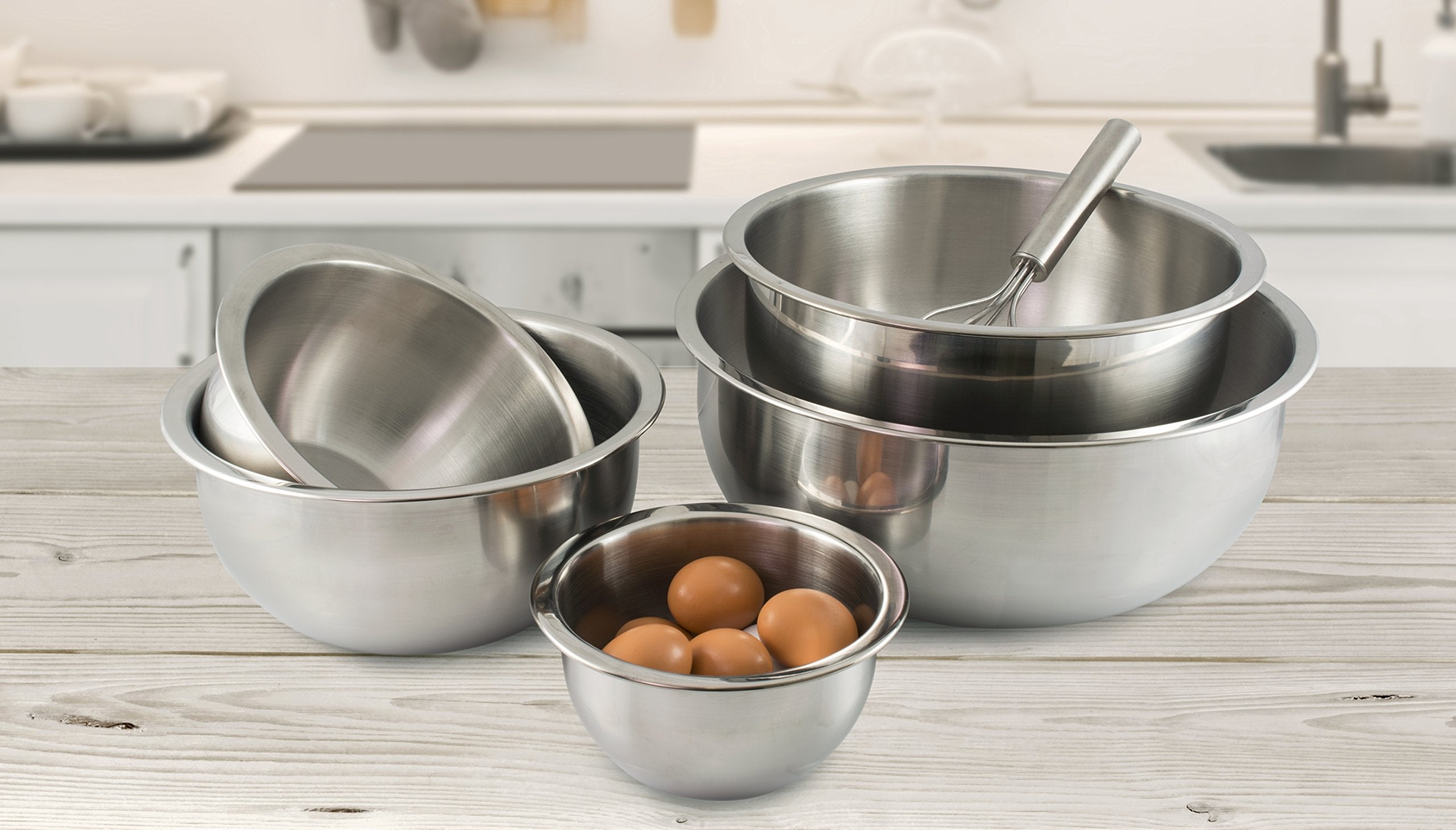 Hic Kitchen 2-Quart Mixing Bowl, Heavyweight 18/8 Stainless Steel, Reinforced Rim, Dishwasher Safe, Ideal For Mixing & Serving