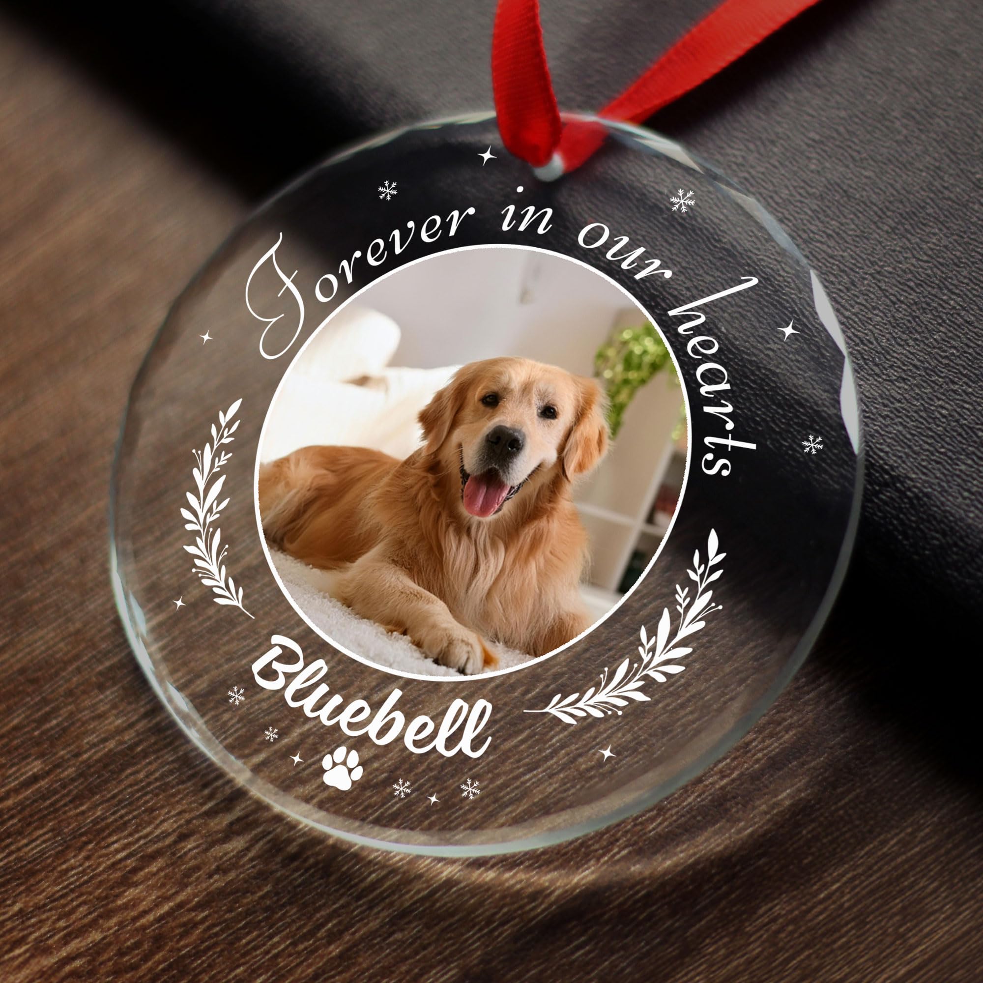 Dog Remembrance Ornaments Personalized 2025 - Pet Memorial Christmas Ornaments with Photo - in Loving Memory, Pet Loss, Dog Symp