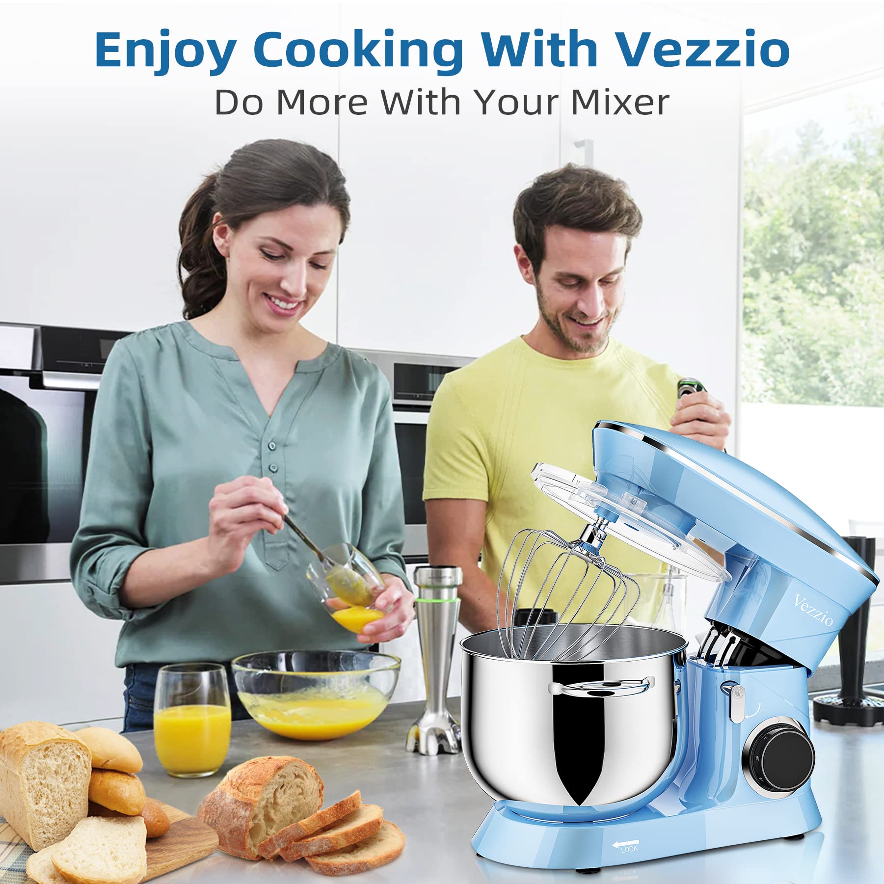 9.5 Qt Stand Mixer, 10-Speed Tilt-Head Food Mixer, Vezzio 660W Kitchen Electric Mixer With Stainless Steel Bowl, Dishwasher-Safe