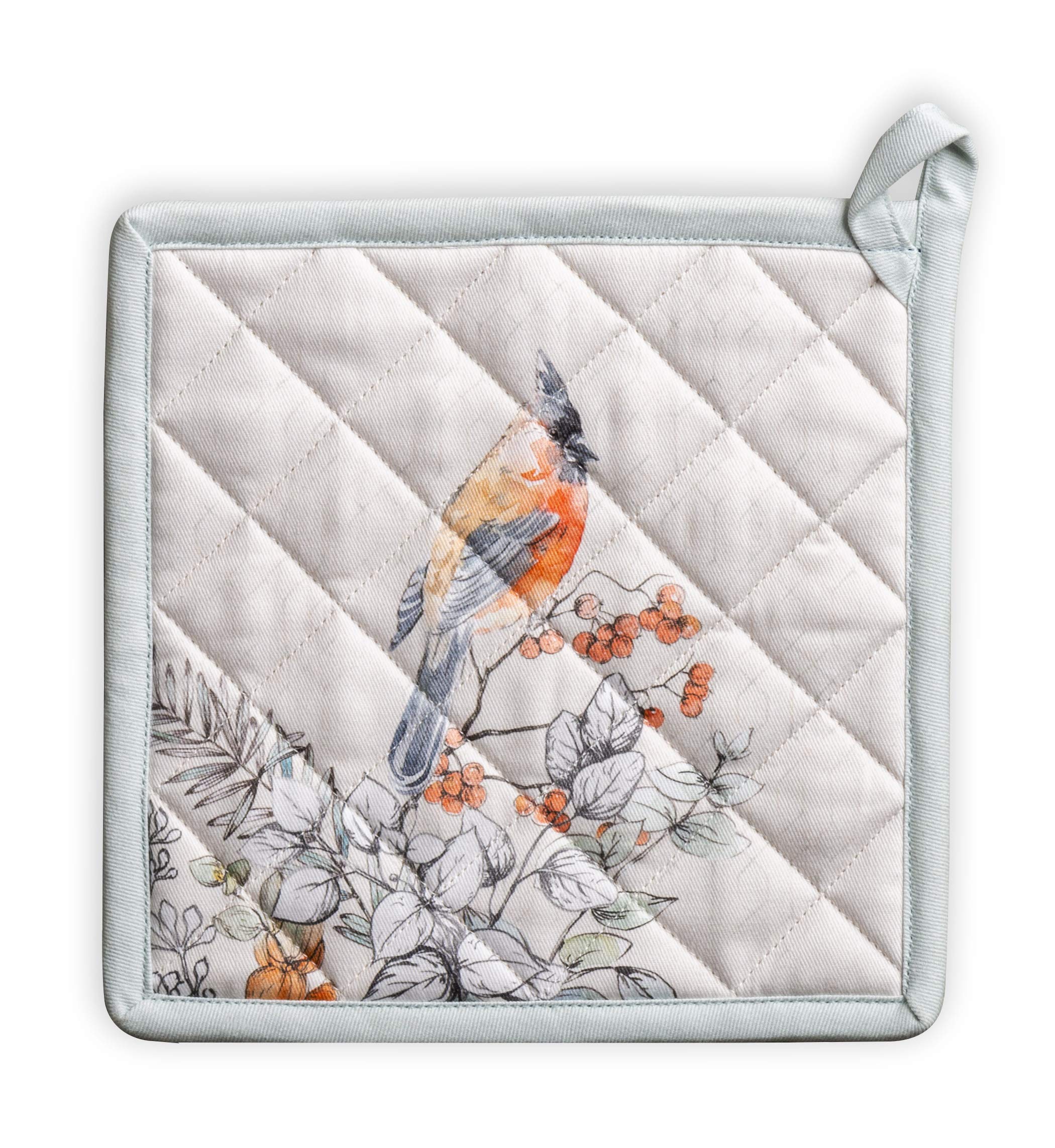 Maison D' Hermine Hot Pads 100% Cotton Pot Holders With Hanging Loop Potholder, Heat Resistant For Gifts, Bbq, Grilling & Barbeq