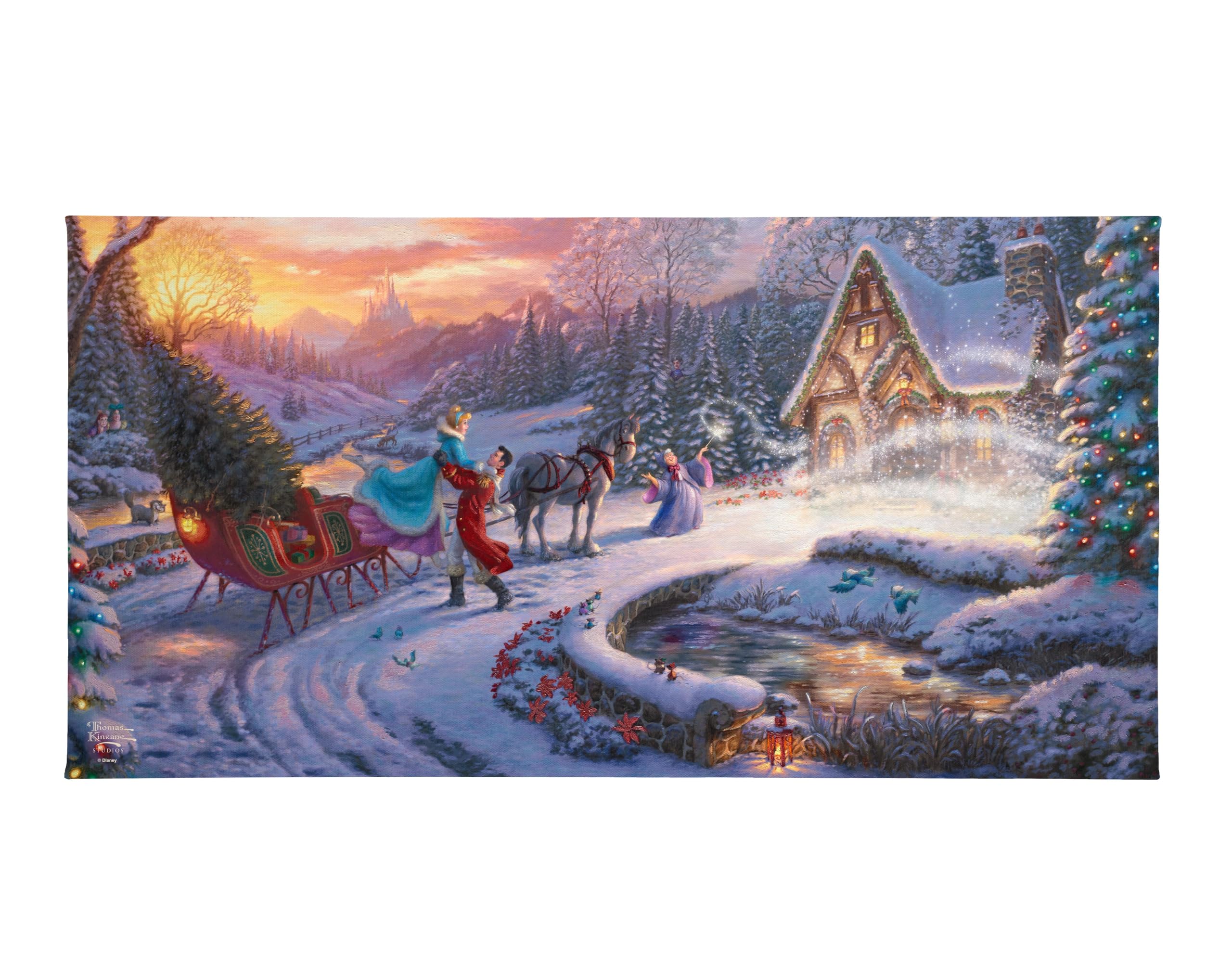 Thomas Kinkade Cinderella (Cinderella Bringing Home The Tree, 16'' X 31'')