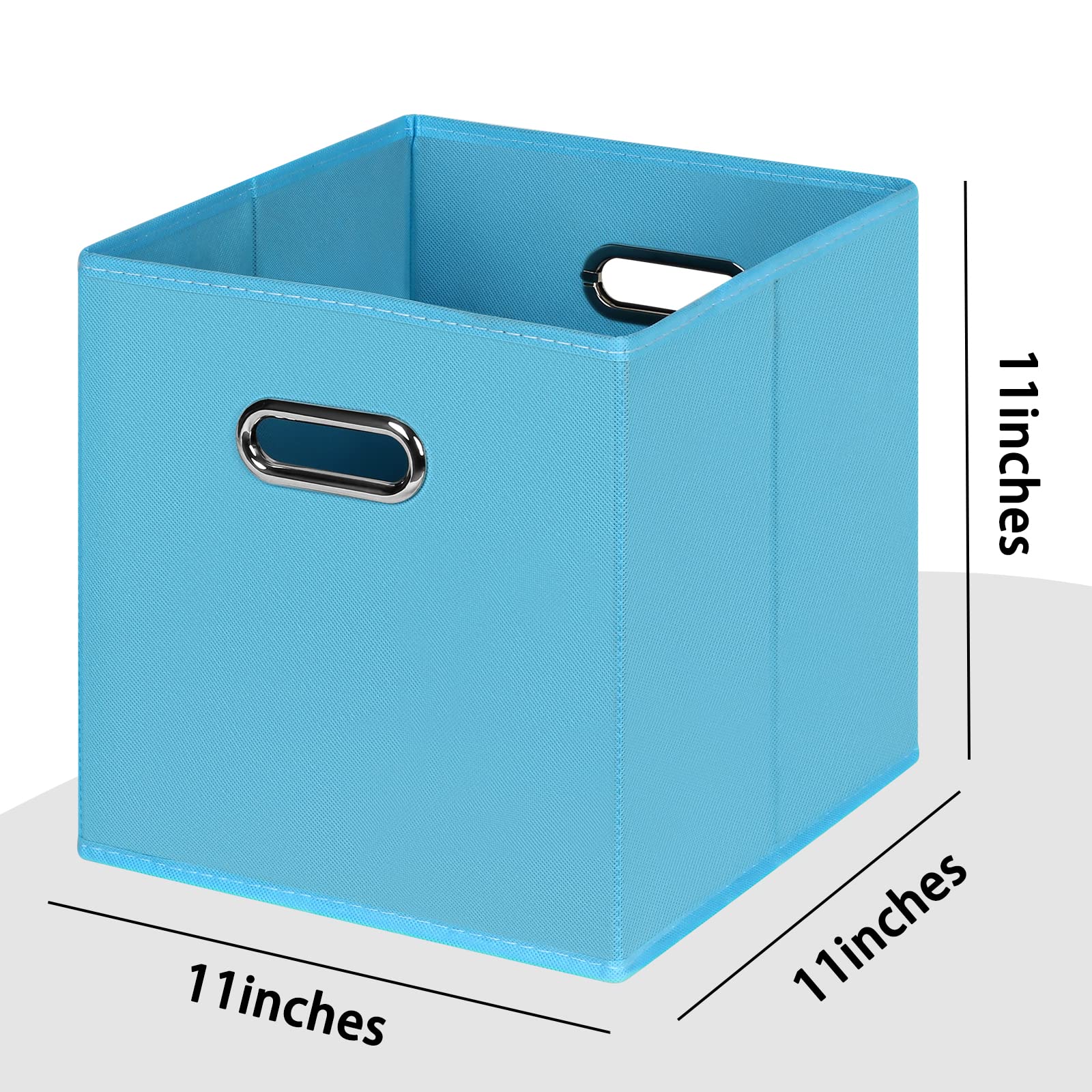 Heayeeg Black Foldable Storage Cubes Bins, Fabric Storage Box Cubes Organizer Baskets With Dual Handles For Home Organizer(Blue)