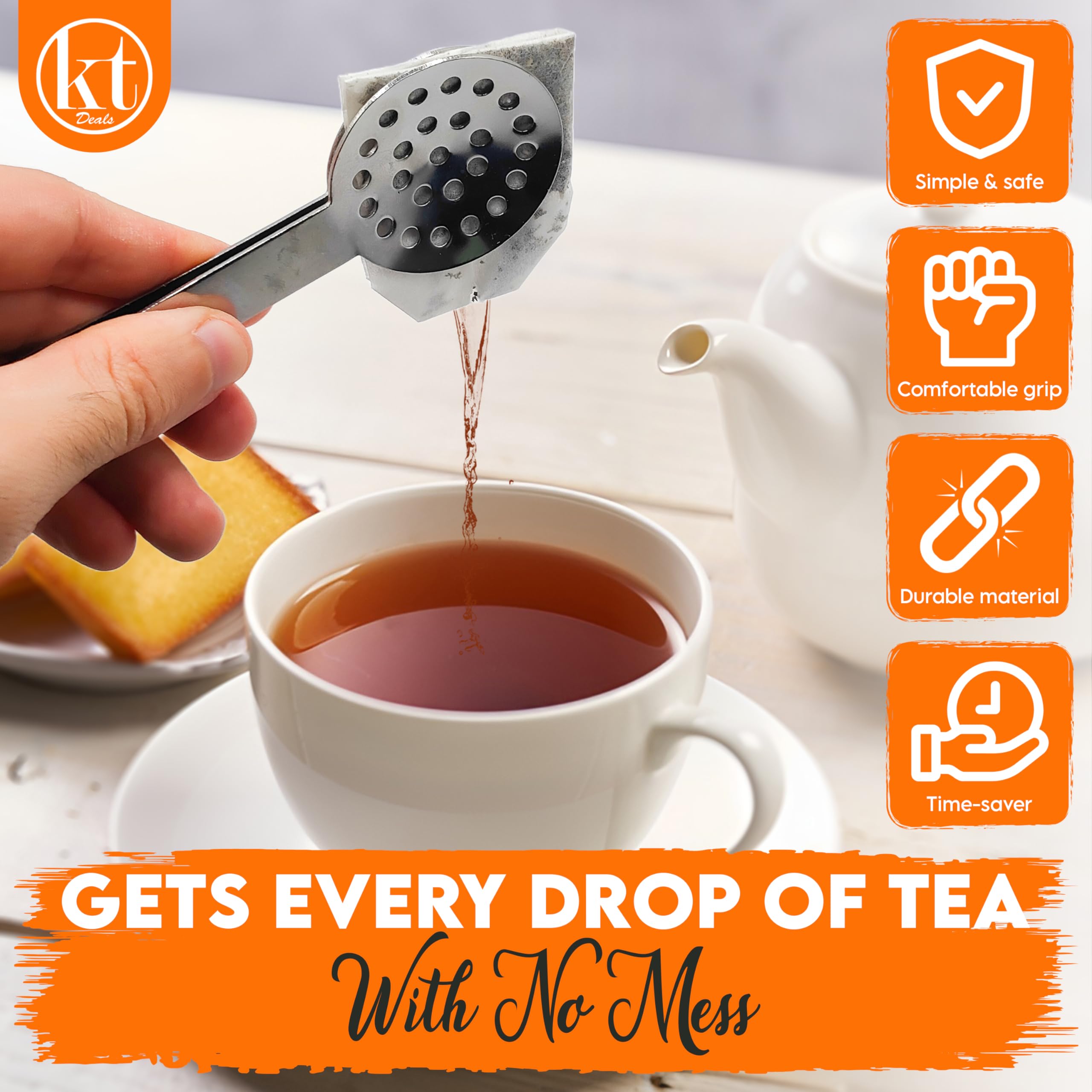 2 Pack Tea Bag Squeezer Stainless Steel Tea Bag Squeezer Tongs Strainer Gripper Picker