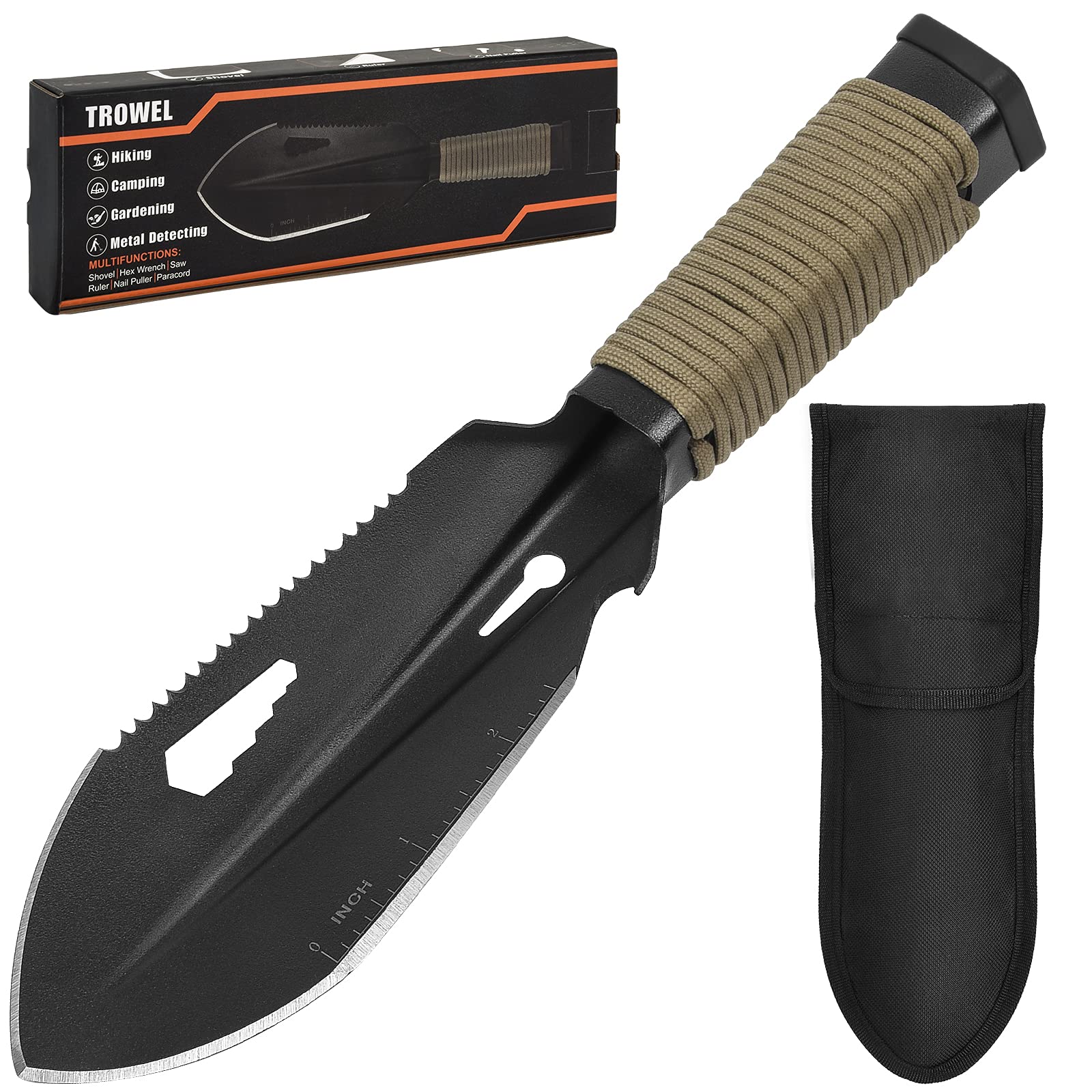 Backpacking Trowel Ultralight, Camping Shovel, Garden Trowel Hand Tool With Carrying Pouch For Hiking, Digging, Metal Detecting,