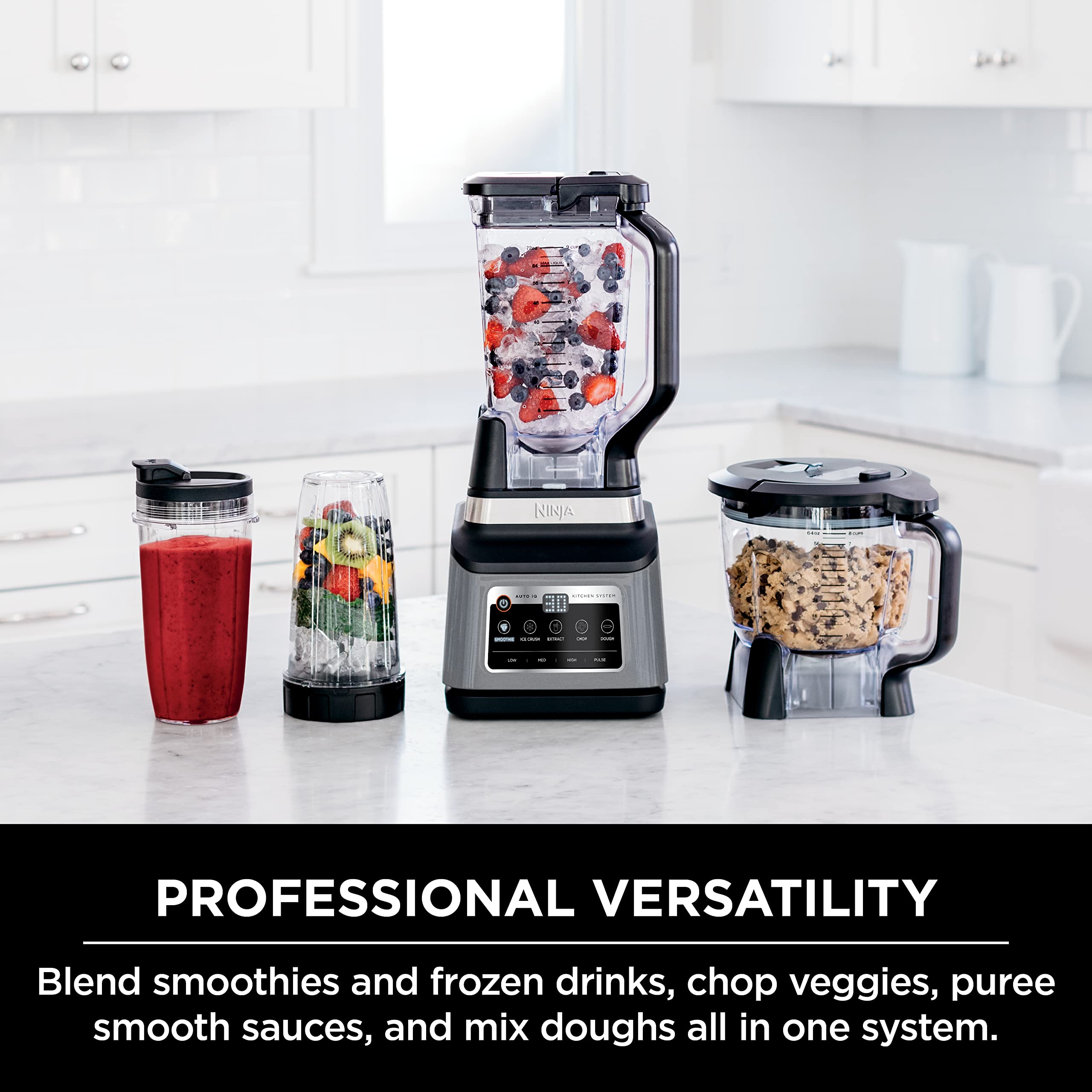 Ninja BN801 Professional Plus Kitchen System, 1400 WP, 5 Functions for Smoothies, Chopping, Dough & More with Auto IQ, 72-oz.* B