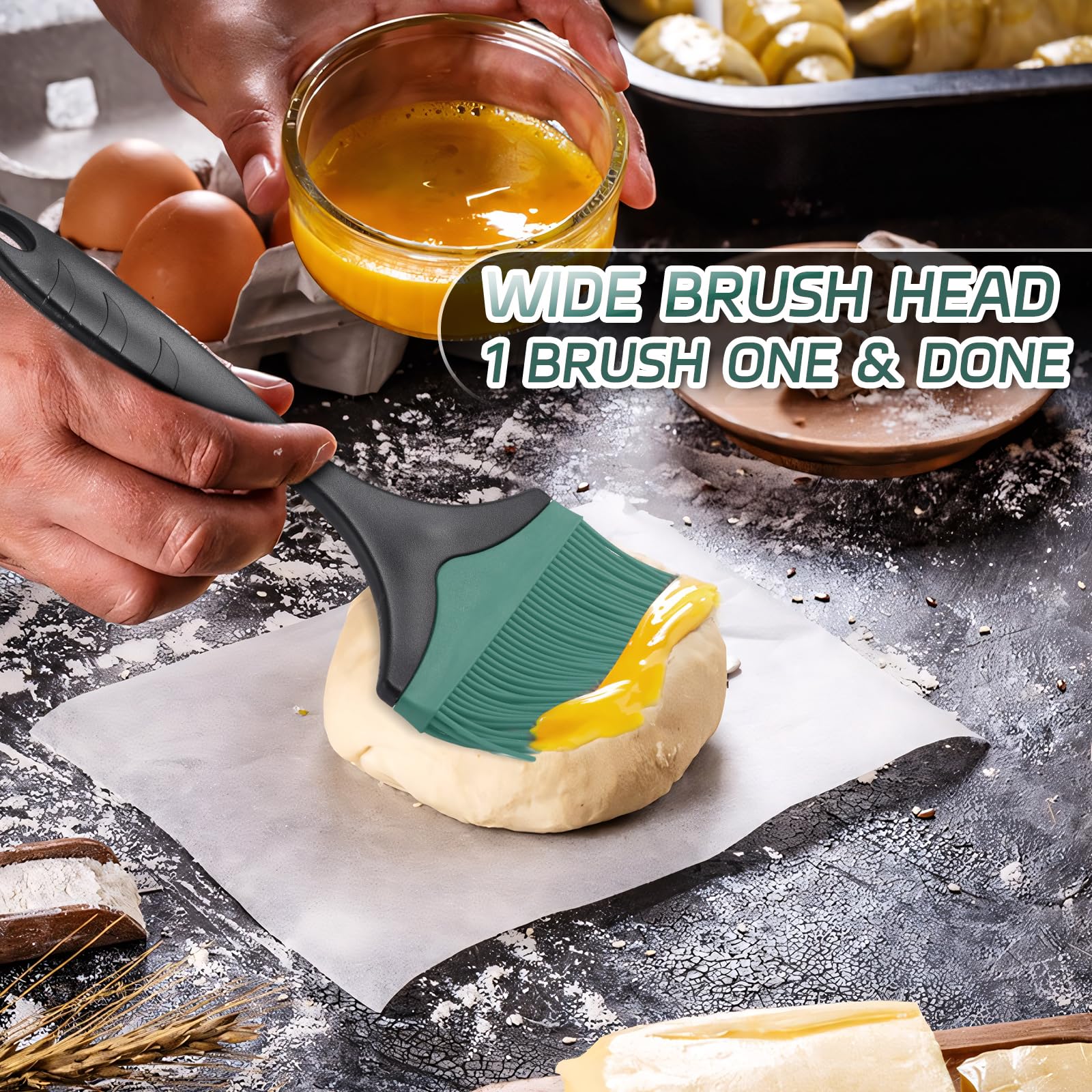 Large Silicone Grill Basting Brush - 3.95Inch Extra Wide Silicone Basting Brush For Grilling,Heat Resistant Brushes Spread Oil B