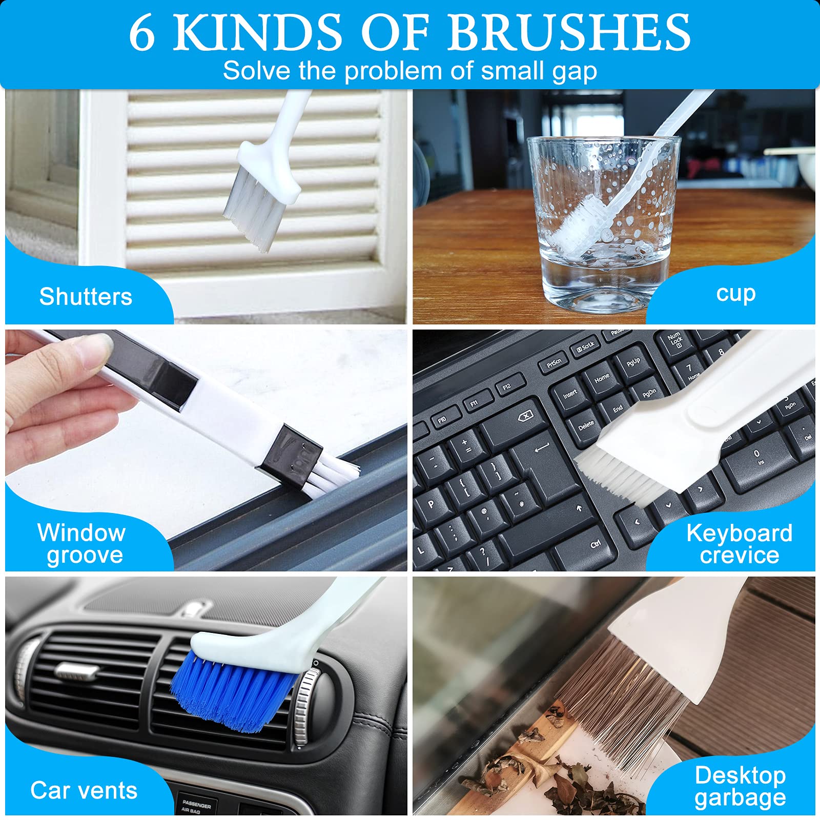 Blue Top Household Cleaning Brushes 10-Piece Set Window Crevice Cleaning Tool For Narrow Gap,Magic Window Sill Cleaning Tool For