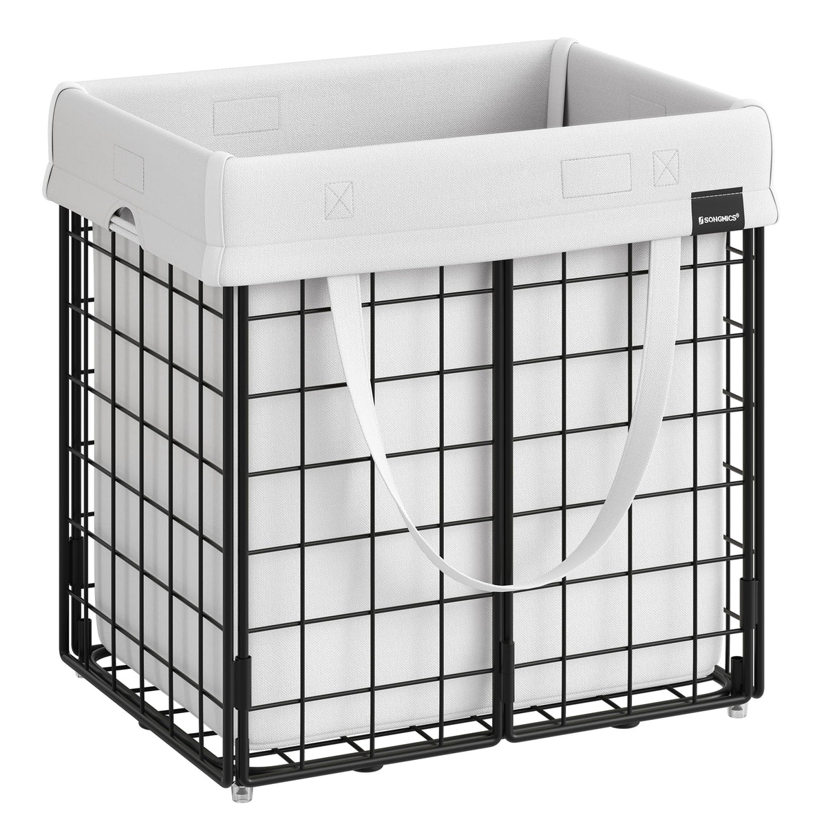 Songmics Laundry Hamper, 11 Gal. (50L) Laundry Basket, Collapsible Clothes Hamper, Removable And Washable Liner, Metal Wire Fram