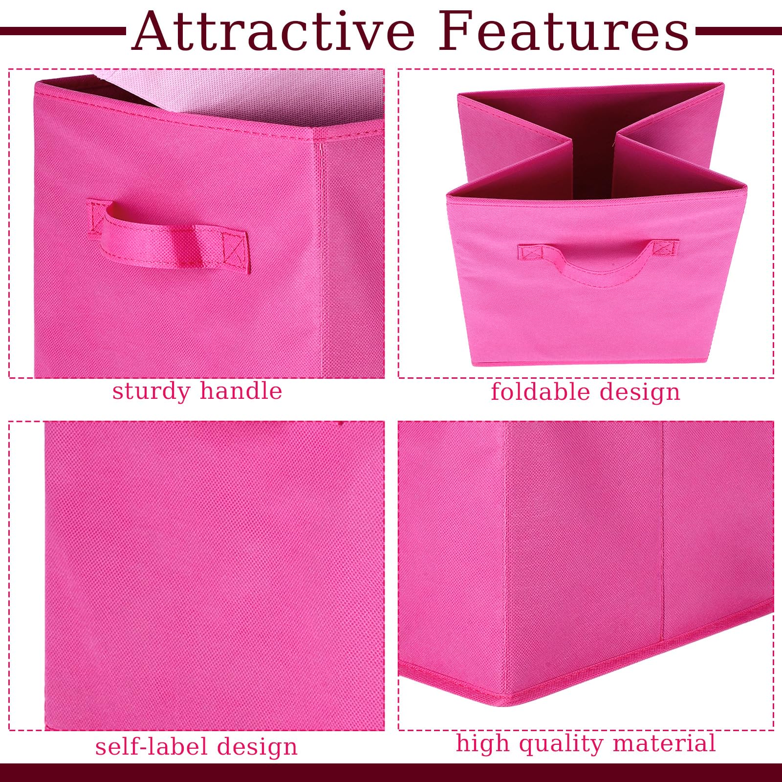 Karenhi 6 Pcs 11 X 10.5 X 10.5 Inch Fabric Storage Bins Storage Cubes Organizer With Handles Foldable Shelf Cube Baskets For Hom