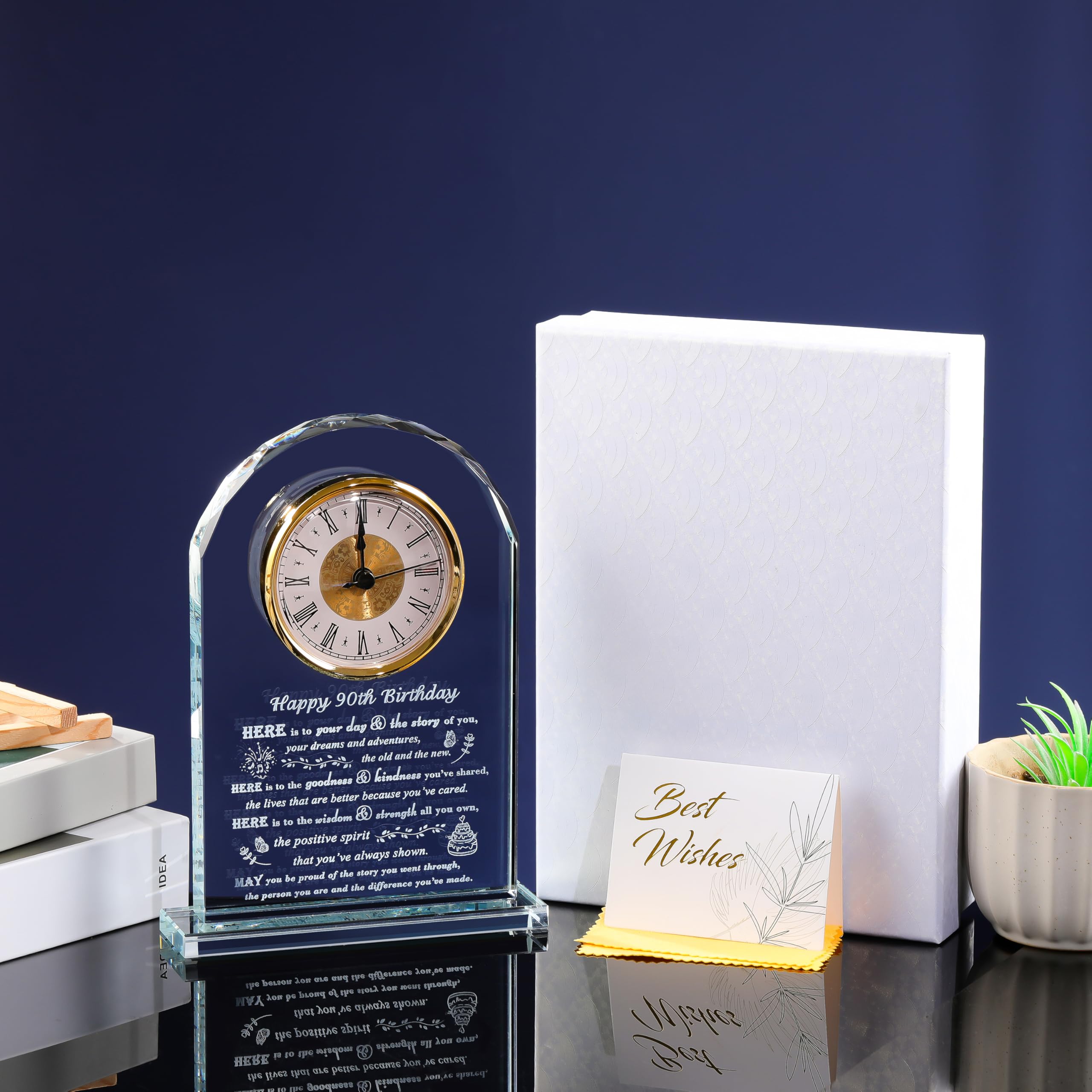 90th Birthday Gifts for Women Men - Crystal Clock Gifts Personalized 1935 90 Year Old Birthday Present for Her Him - Happy 90th