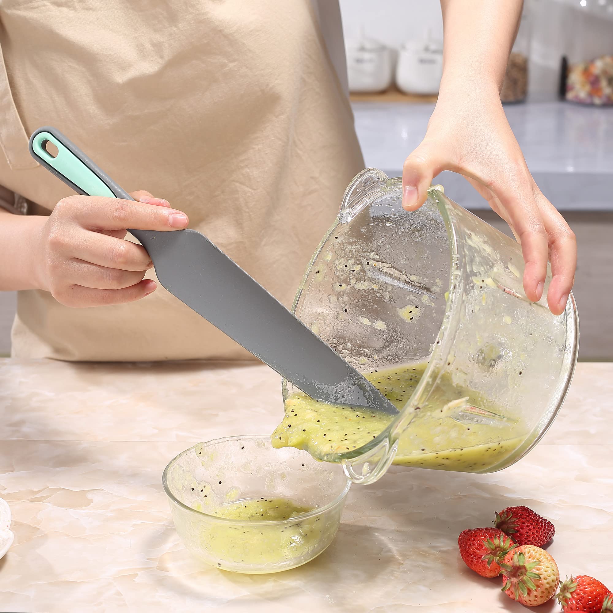 To Encounter Silicone Spatula Set, Rubber Blender Spatula, Jar Spatula For Baking Mixing And Stirring, Nonstick, Heat Resistant