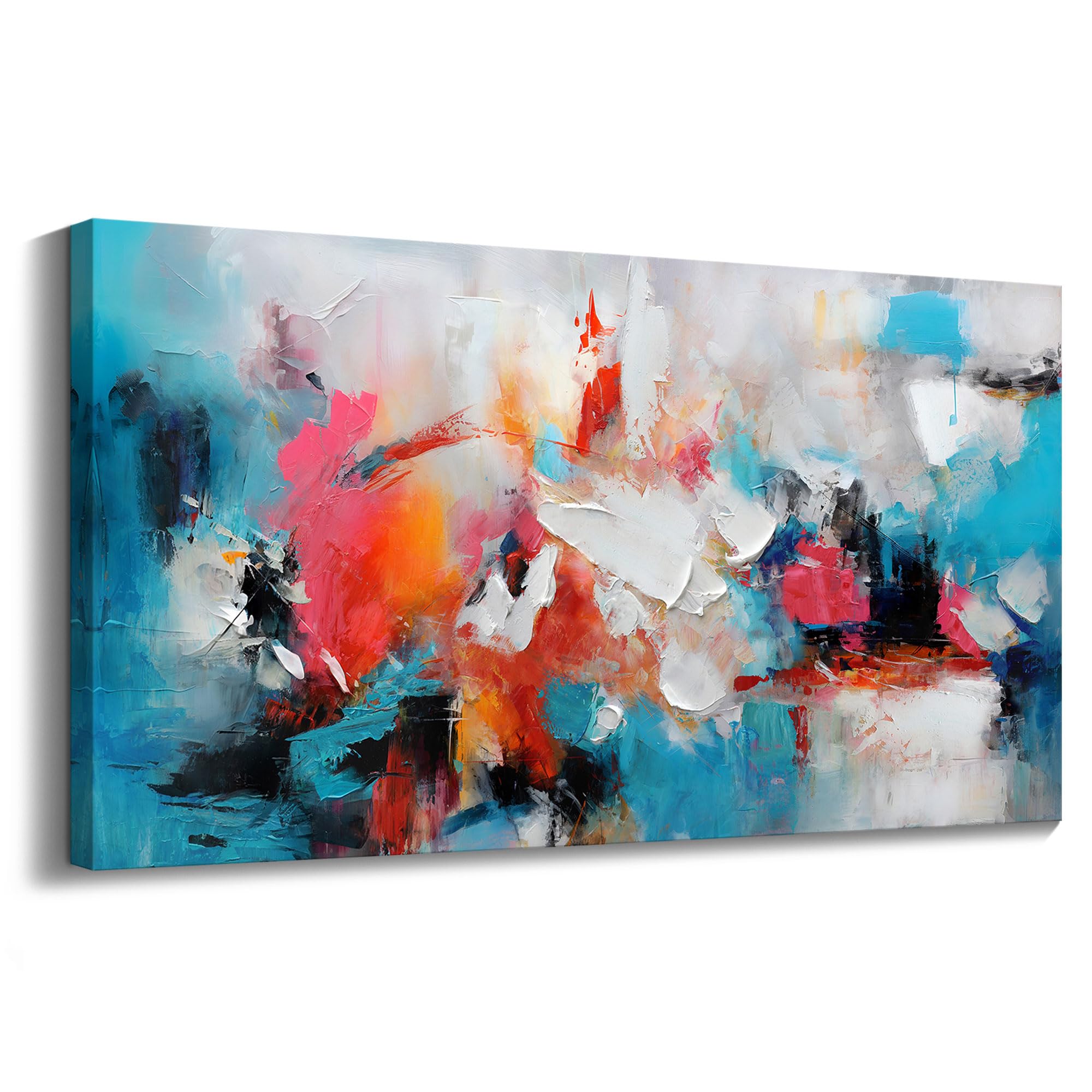 Abstract Wall Art Canvas Hand-Painted Art In Blue And Pink Office Wall Decor Wall Art For Living Room Paintings For Wall Decorat