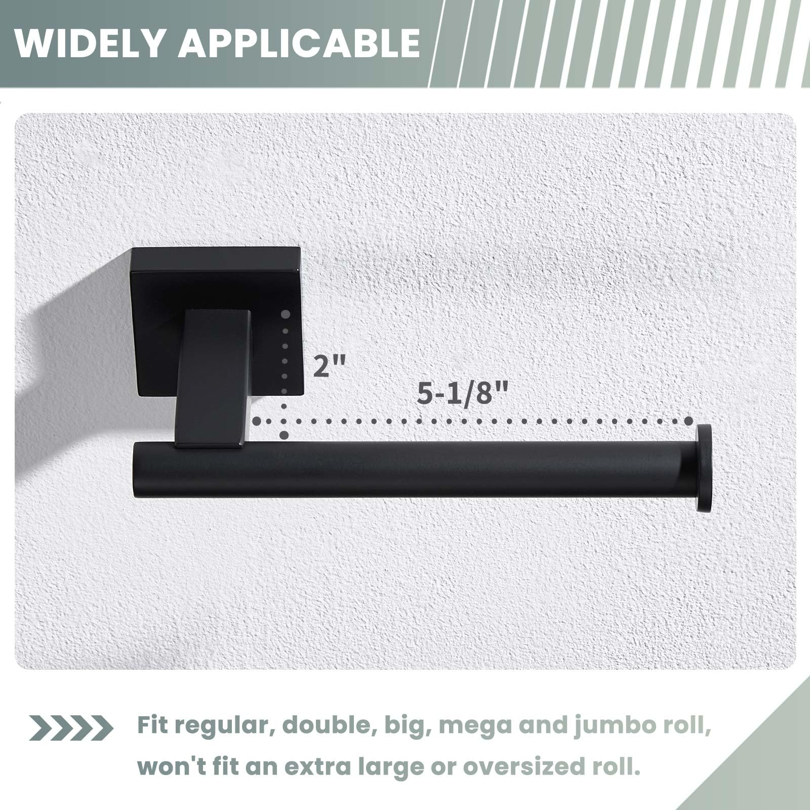 Suyar Matte Black Toilet Paper Holder Wall Mount, Sus 304 Stainless Steel Toilet Roll Tp Holder For Bathroom