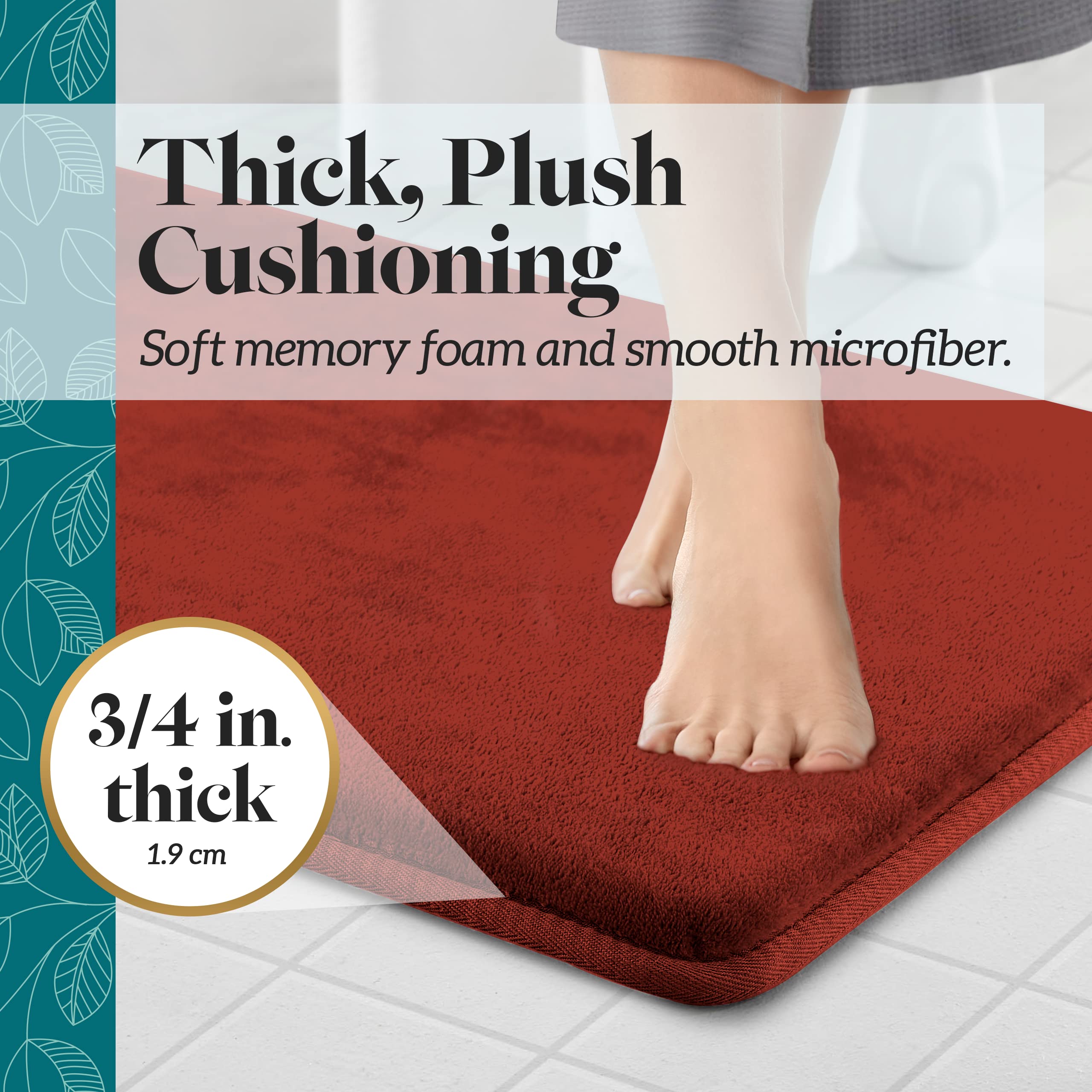 Genteele Bath Mats For Bathroom Non Slip - Autumn Glaze 17'' X 24'' Memory Foam Bathroom Rugs - Quick Dry Bath Mat
