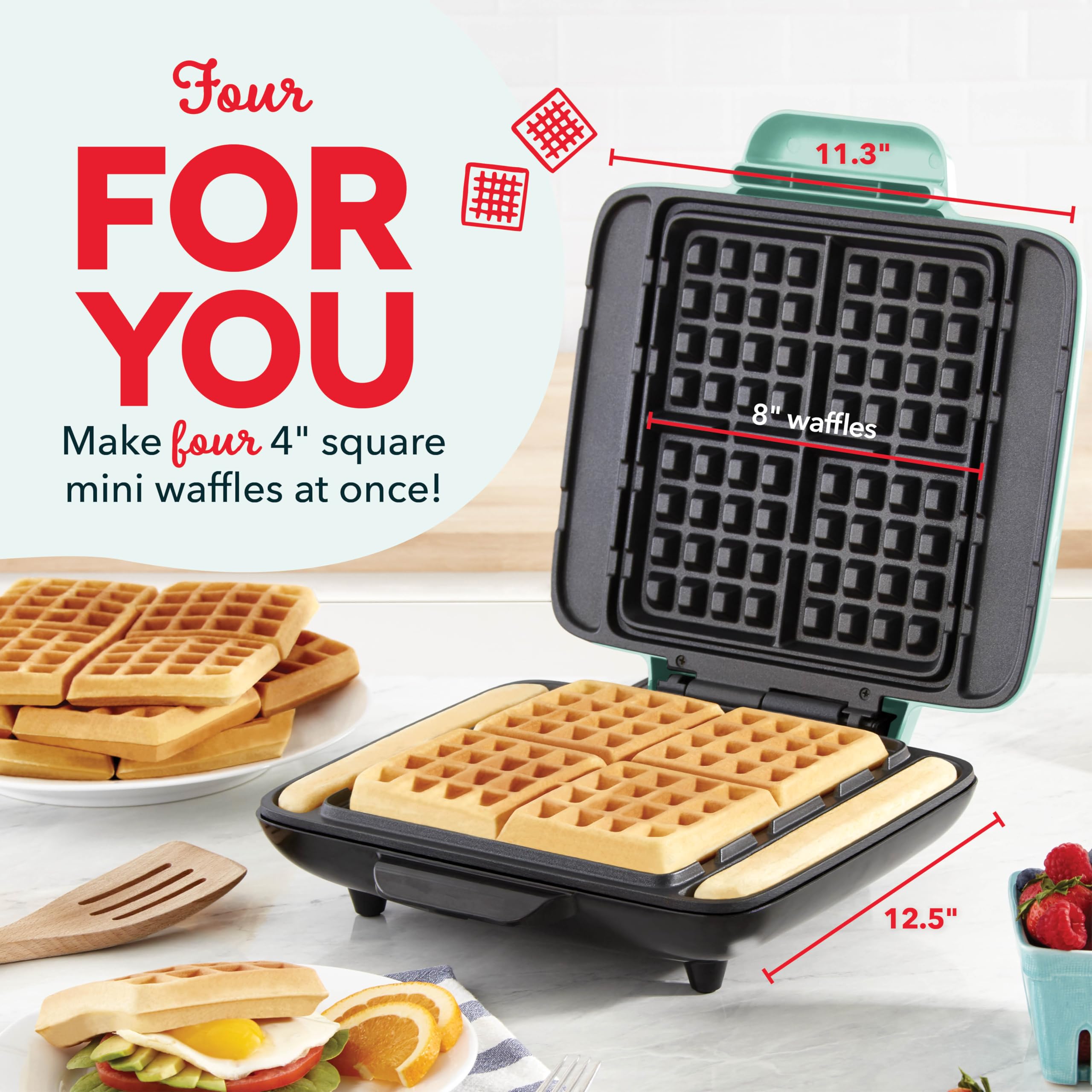 Dash Deluxe No-Drip Waffle Iron Maker Machine 1200W + Hash Browns, Or Any Breakfast, Lunch, & Snacks With Easy Clean, Non-Stick