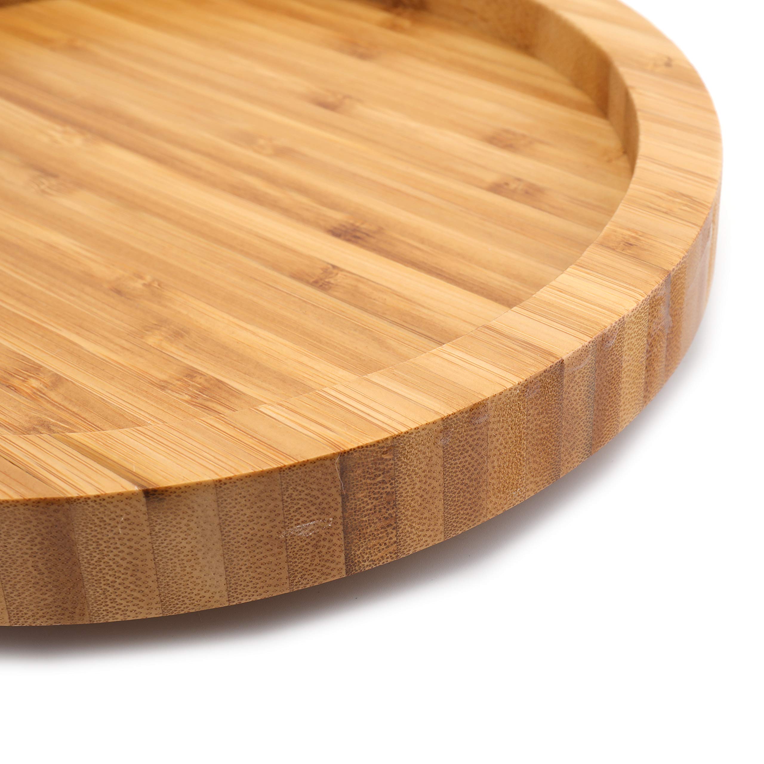 Fasmov 10 Inches Diameter Bamboo Lazy Susan Turntable, Spin Thicken Round Wood Tray Rotating Spice Rack For Kitchen Pantry Count