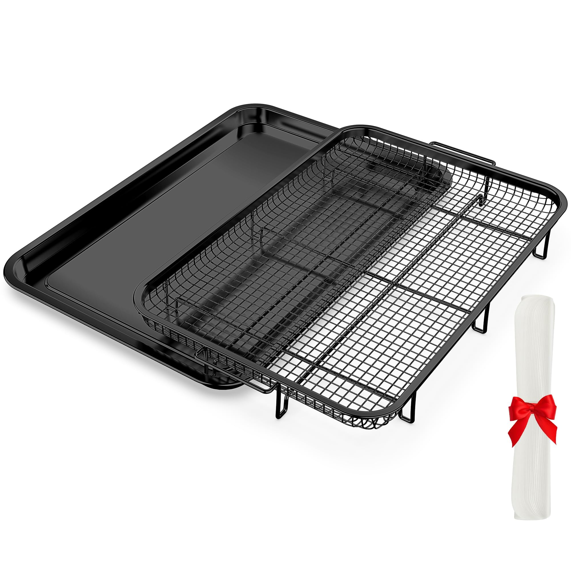 Air Fryer Basket For Oven, Openice 18.6'' X 12.8'' Air Fryer Basket And Tray Set, Extra Large Stainless Steel Air Fryer Pan Cris