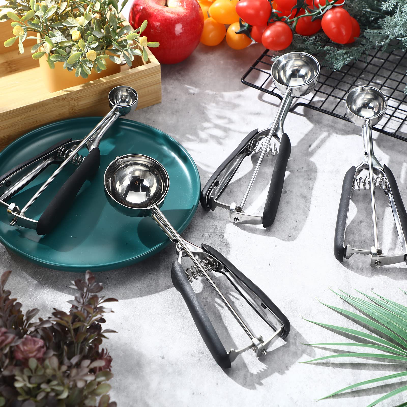 4 Pcs Cookie Scoop Set Include 1 Tbsp 2 Tbsp 3 Tbsp 4 Tbsp Ice Cream Scooper Stainless Steel Cookie Scooper With Trigger Release