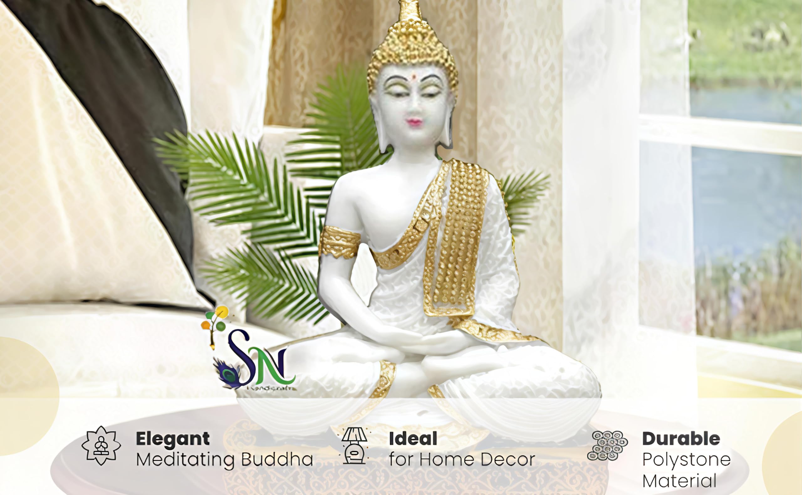 Sn Handicrafts Sitting Polystone Home Decor Decoration Buddha Idol Statue Showpiece Gift Gifting Item Buddha Idol Statue Showpie