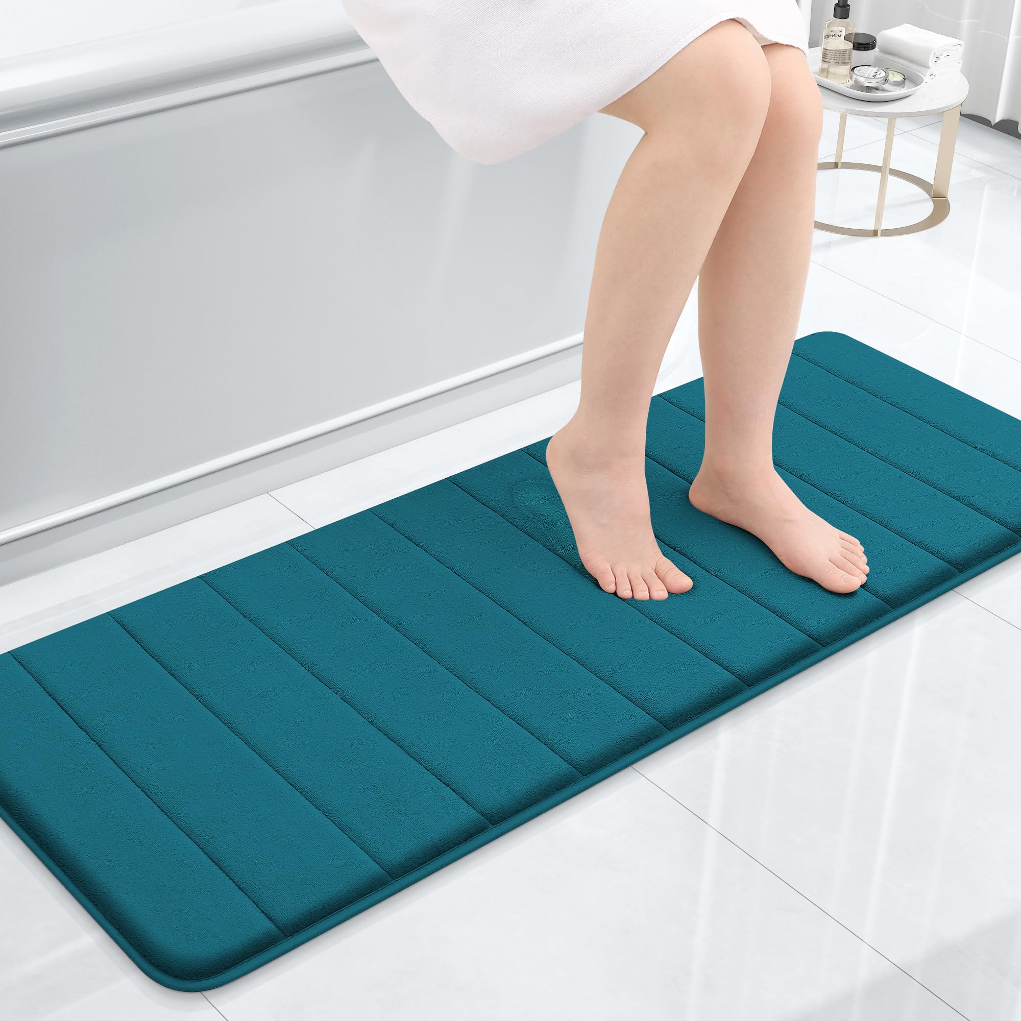 Colorxy Memory Foam Bath Mat 47X17, Ultra Soft And Absorbent Bathroom Rugs, Non-Slip, Machine Wash Dry, Thick Bath Rug Carpet Fo