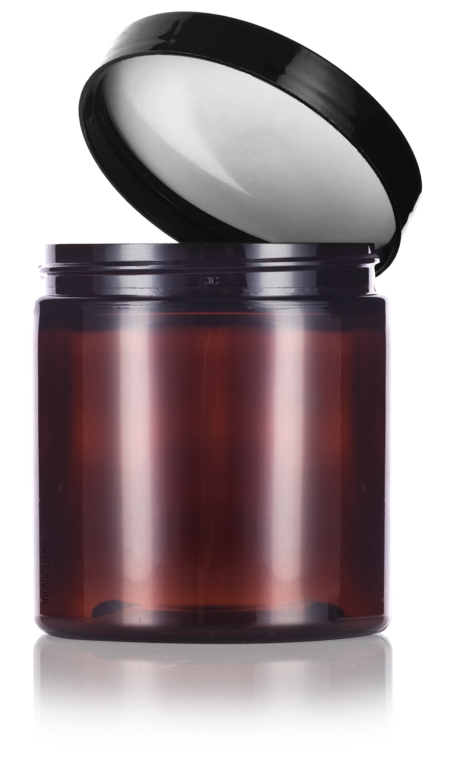 4 Oz Amber Pet Plastic Staight Sided Jar With Black Smooth Lid (12 Pack)