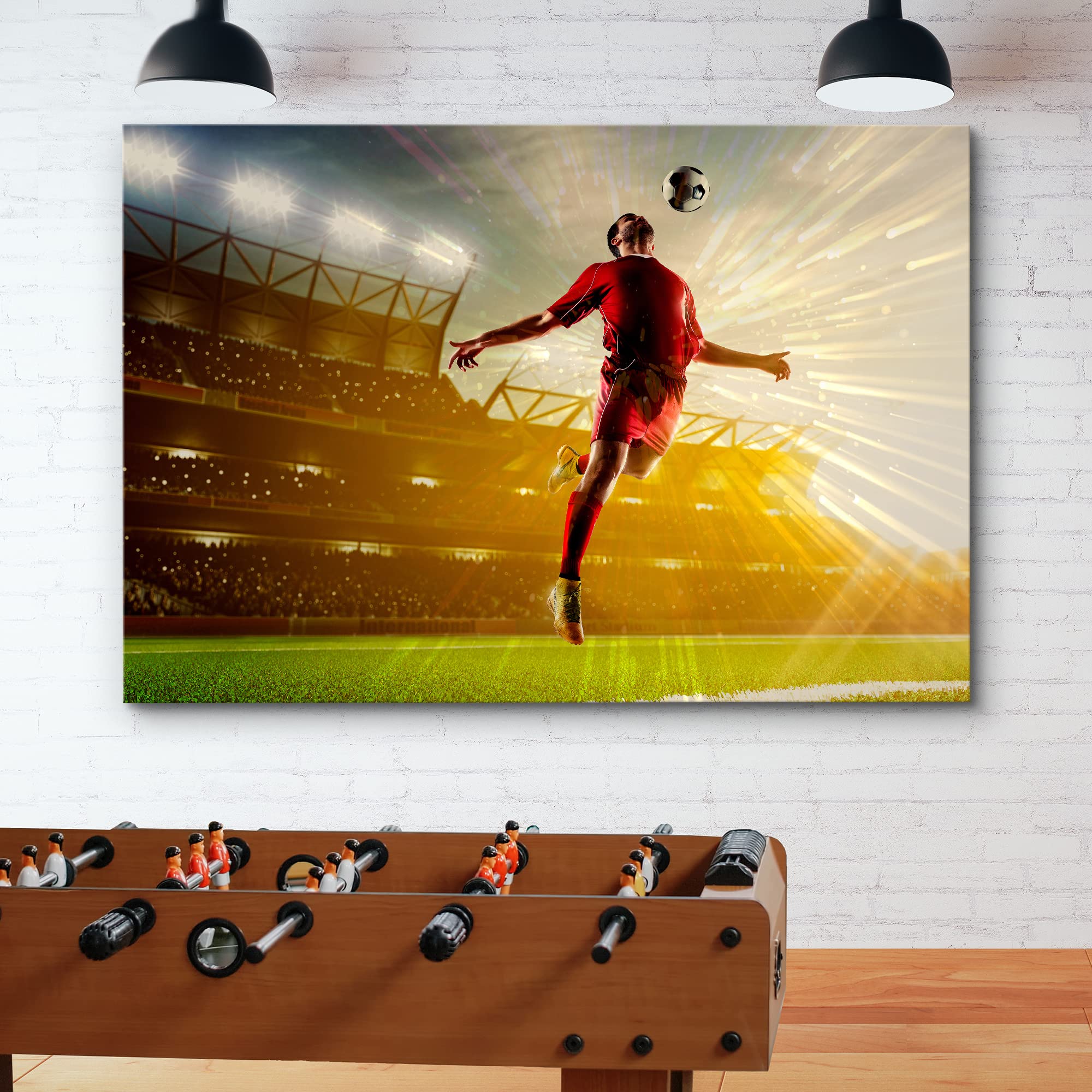Wall26 Canvas Print Wall Art Sunset Soccer Ball Champion Stadium Chest Trap Athletes Sports & Fitness Photography Realism Decora