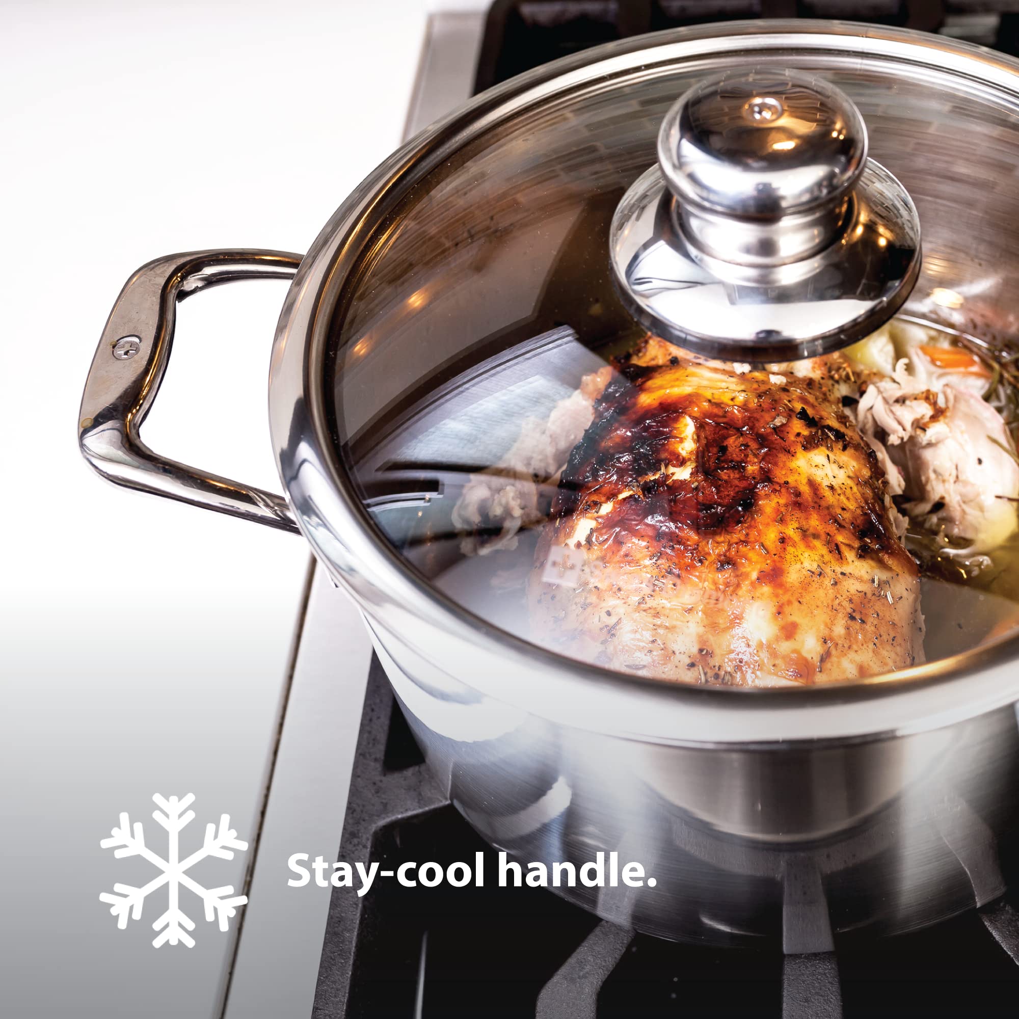 Swiss Diamond Premium Clad 5-Ply Stainless Steel 7.9 Quart Dutch Oven With Lid Included And Satin Exterior Finish, 9.5 Inch Indu
