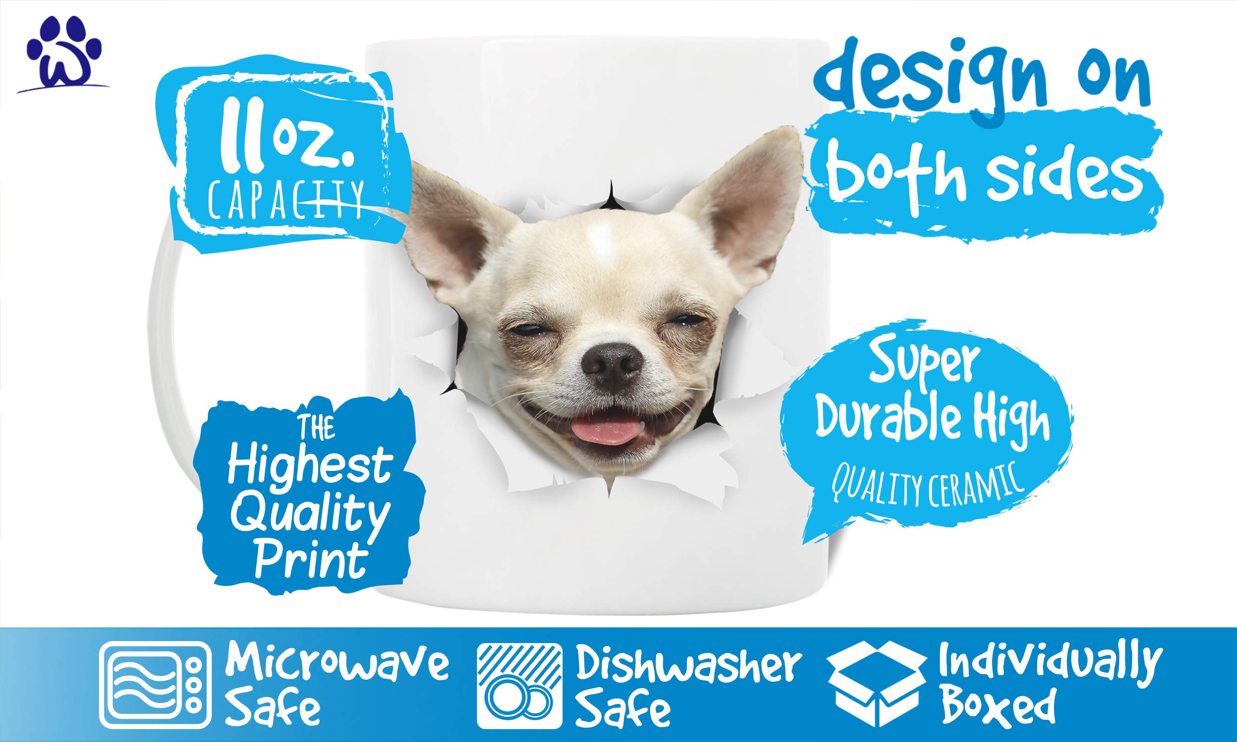 Winston & Bear Happy Chihuahua Mug - Ceramic Chihuahua Coffee Mug - Perfect Chihuahua Gifts - Funny Cute Chihuahua Dog Coffee Mu