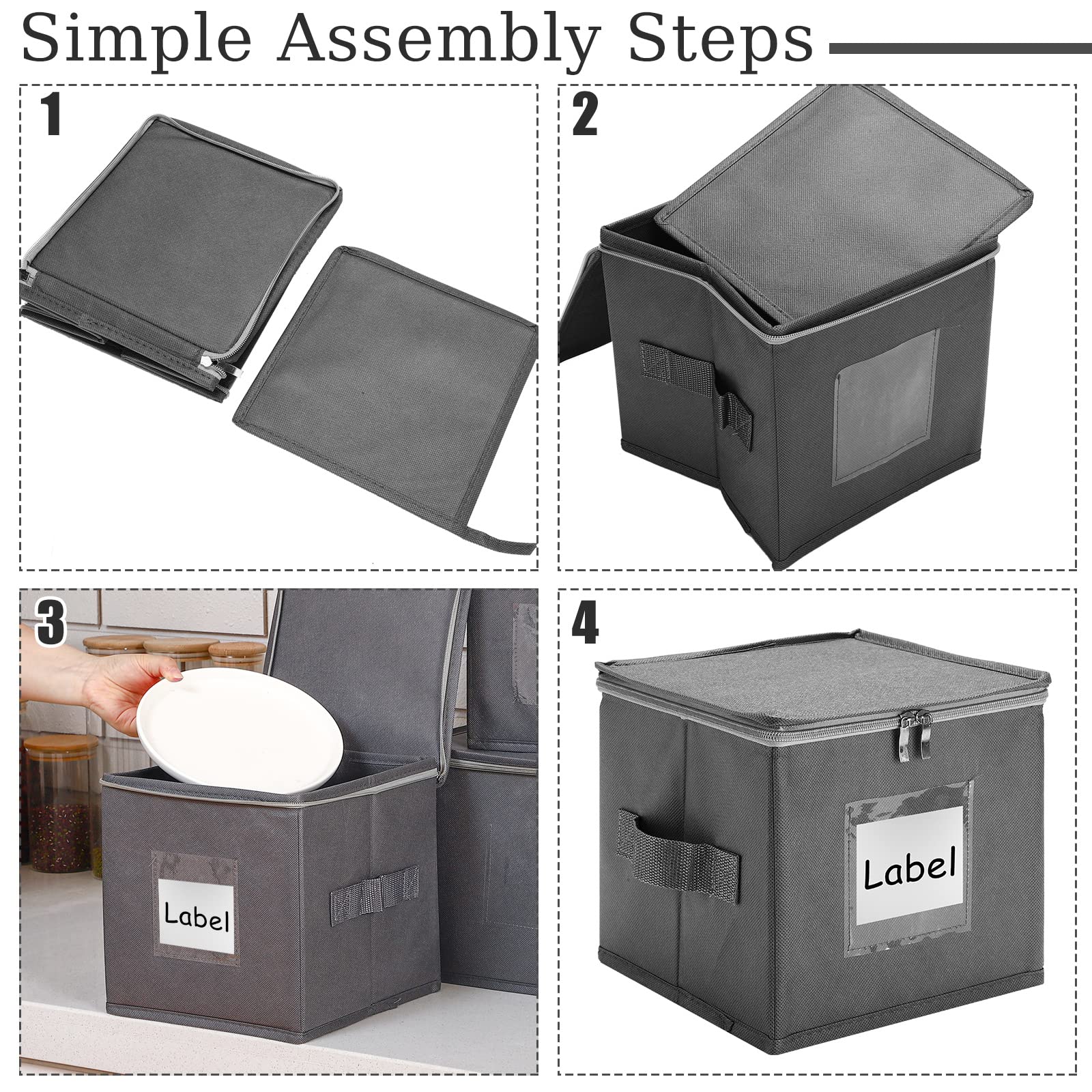 Karenhi 4 Pcs China Storage Containers Hard Shell, China Plate Storage Containers With Lid Stackable Platter Storage For Dishes