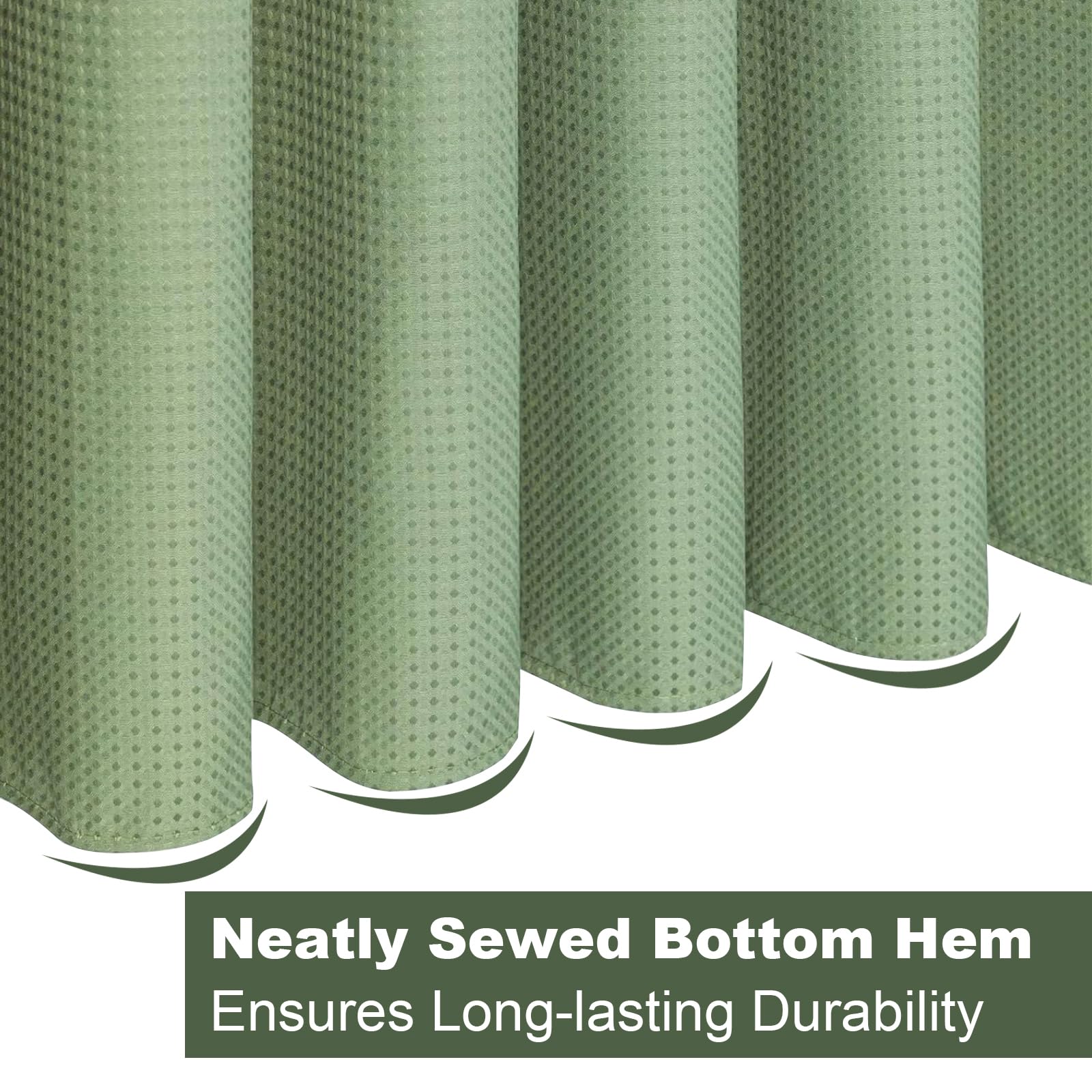 Final Friday Sage Green Shower Curtain Fabric, Waffle Shower Curtains For Bathroom, Hotel Luxury Cloth Bath Curtain Boho Bathroo