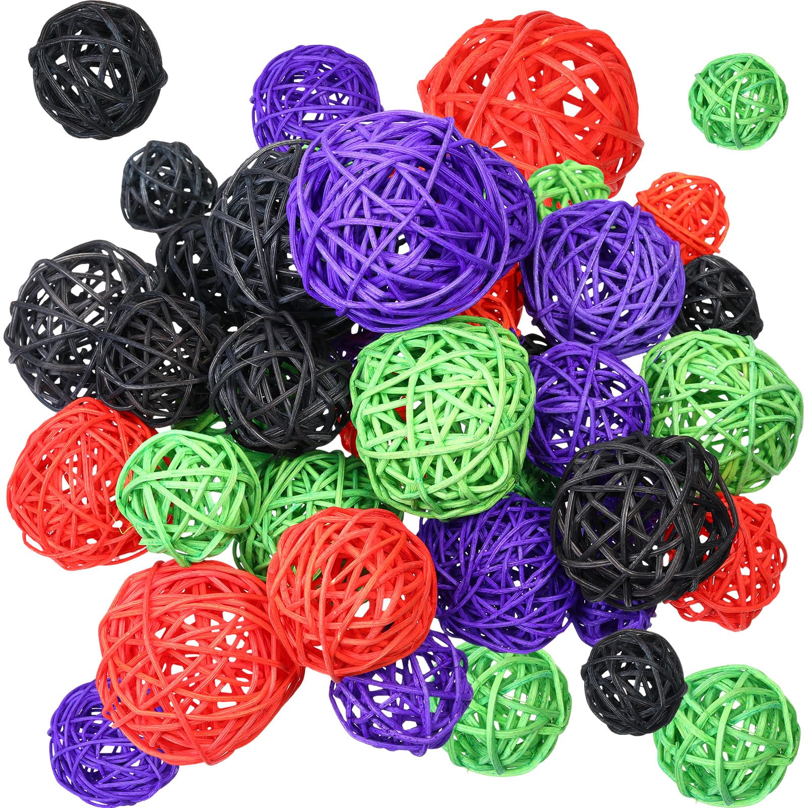 Patelai 36 Pcs Wicker Rattan Balls Decorative Balls for Vase Centerpiece Bowls Orbs Filler for Home Decor,4 Sizes(Orange, Purple