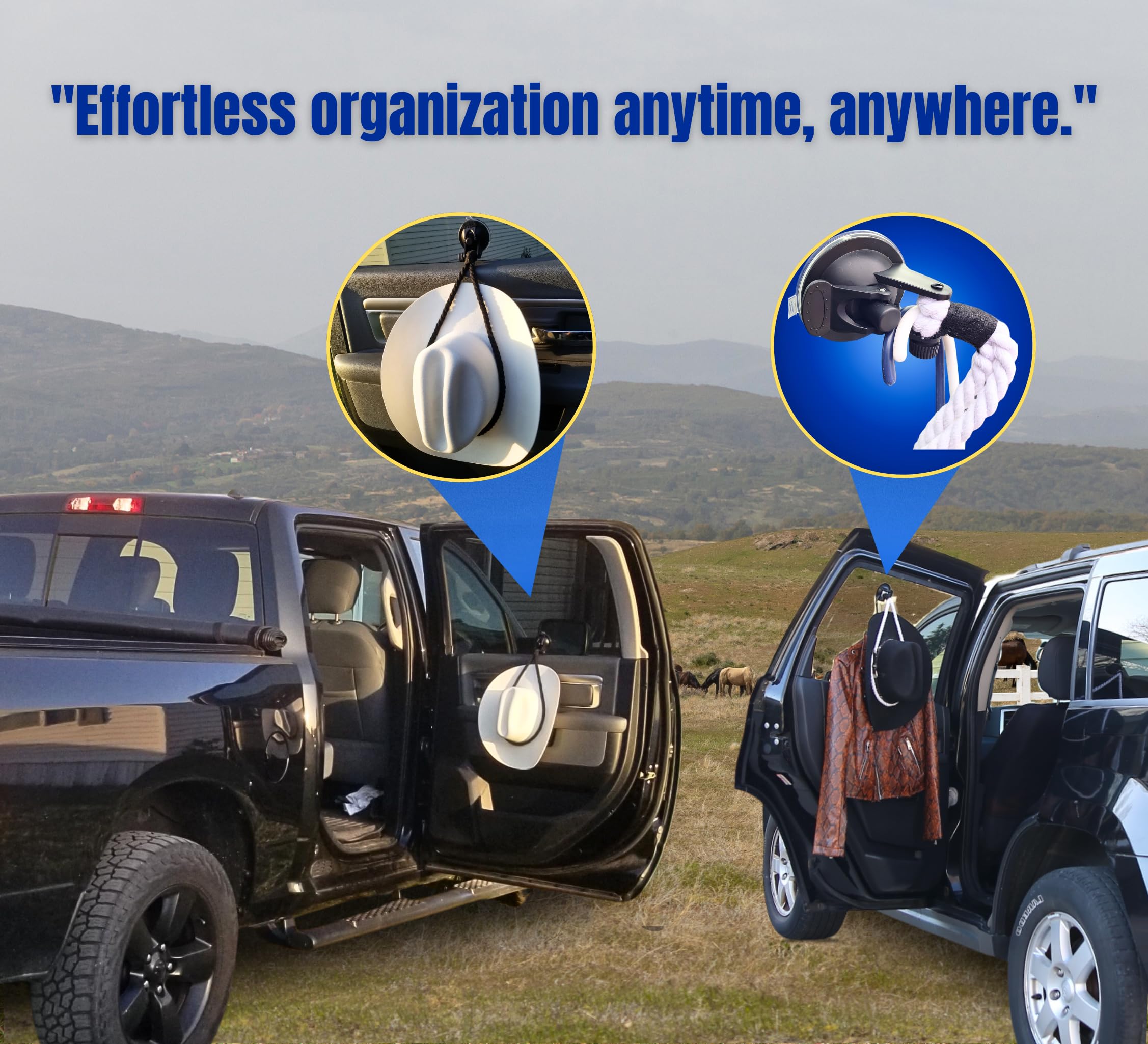 4Pcs Cotton Rope Cowboy Hat Holder For Truck, Car Hat Holder,-Universal Truck Hat Rack, Easy-To-Use Truck Hat Rack, Versatile Co