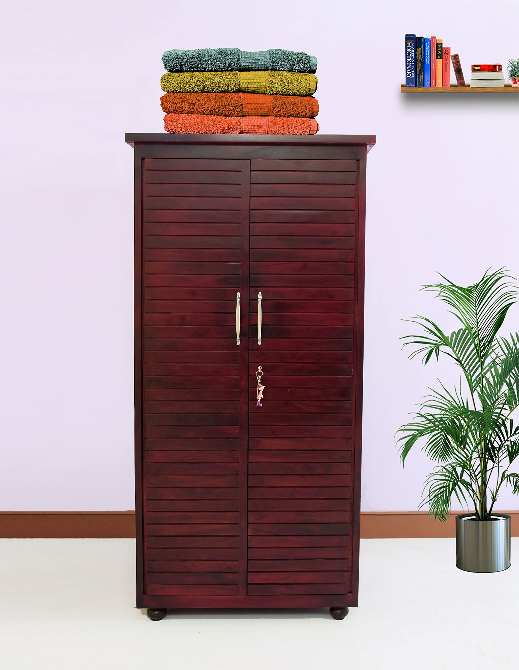 Pc Wood Furniture Sheesham Wood Wardrobe With 2 Door Storage For Clothes Solid Wood Almari For Living Room Bedroom Home Wooden F