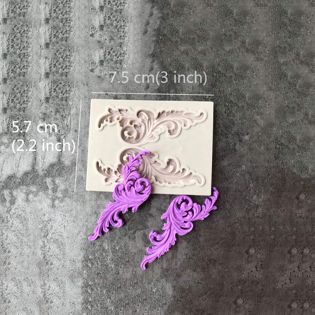 Juland 5 Pcs Silicone Fondant Cake Mold Baroque Style Curlicues Scroll Mold For Sugarcraft, Cake Border Decoration, Cupcake Topp