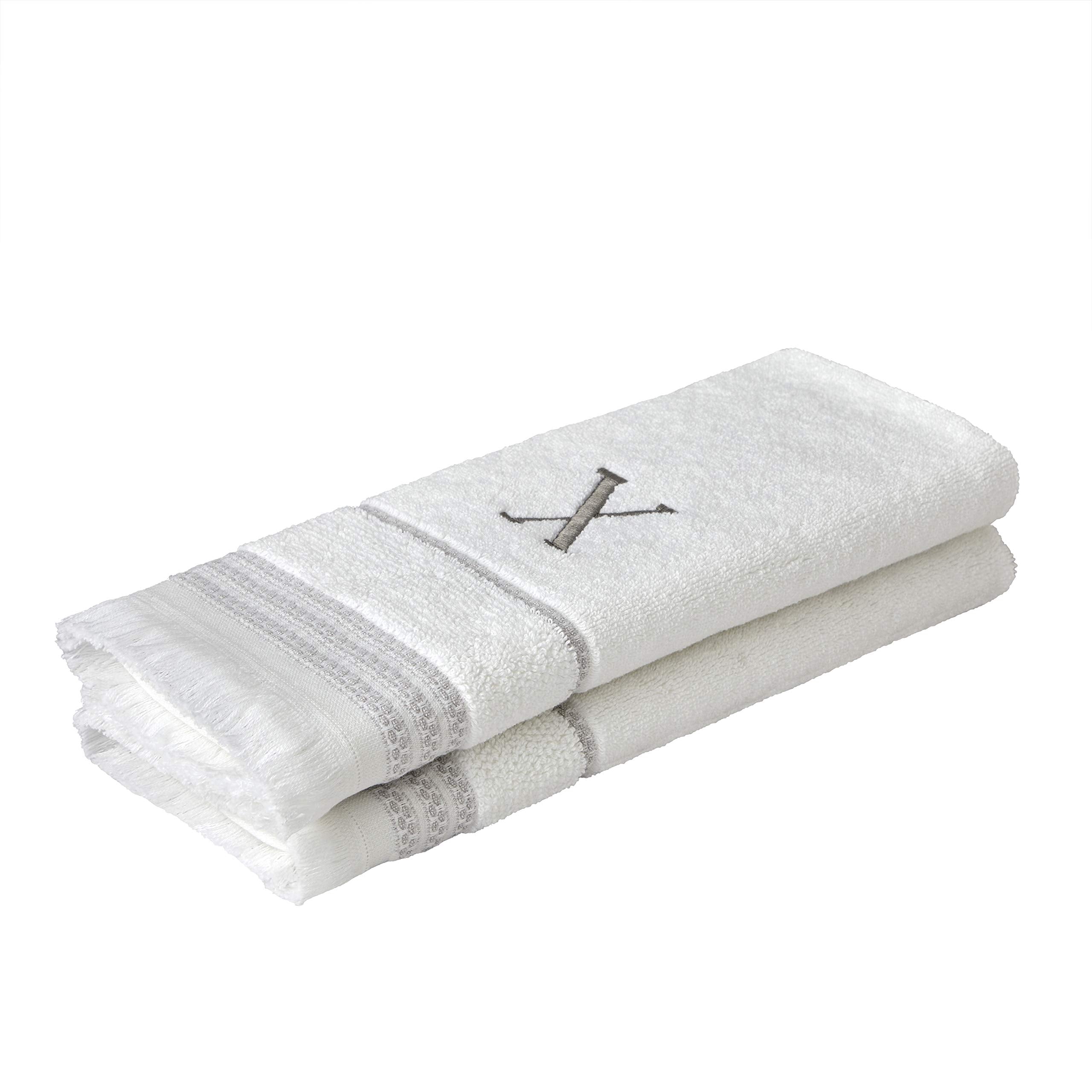 Skl Home Casual Monogram Hand Towel Set, X, 16X26, White 2 Count