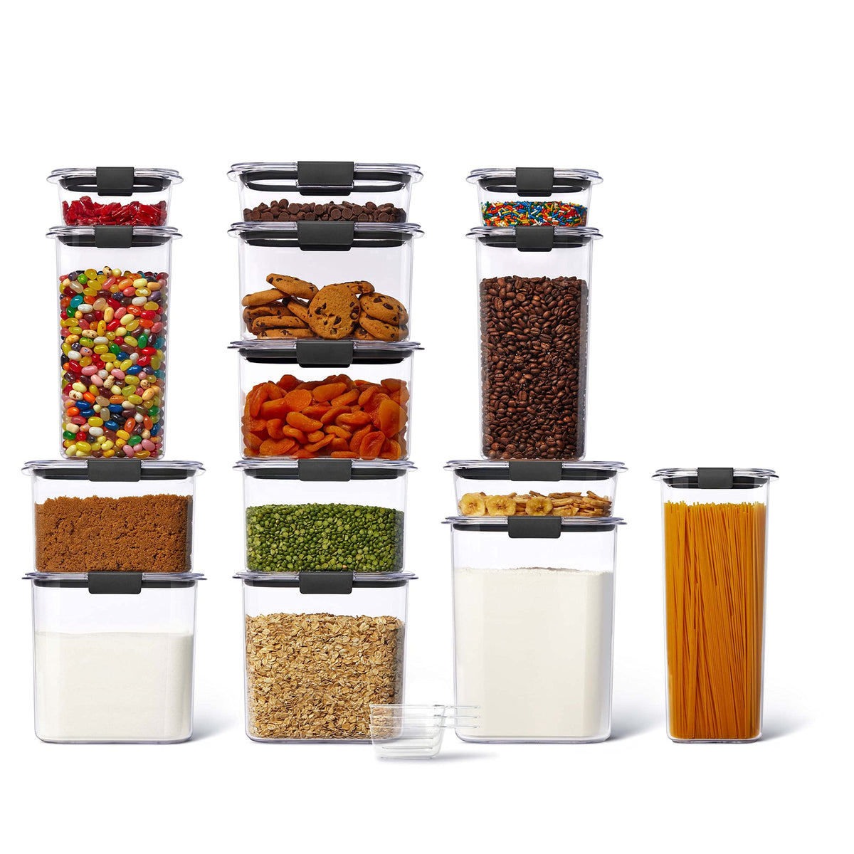 Rubbermaid Brilliance 14-Piece Food Storage Container Set With Scoops, Airtight, Bpa-Free, For Kitchen And Pantry Organization