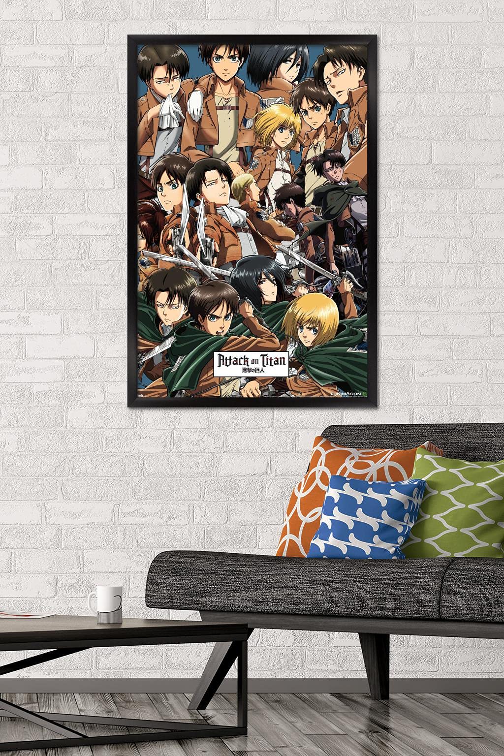 Trends International Attack On Titan - Collage Wall Poster, 22.375'' X 34'', Black Framed Version
