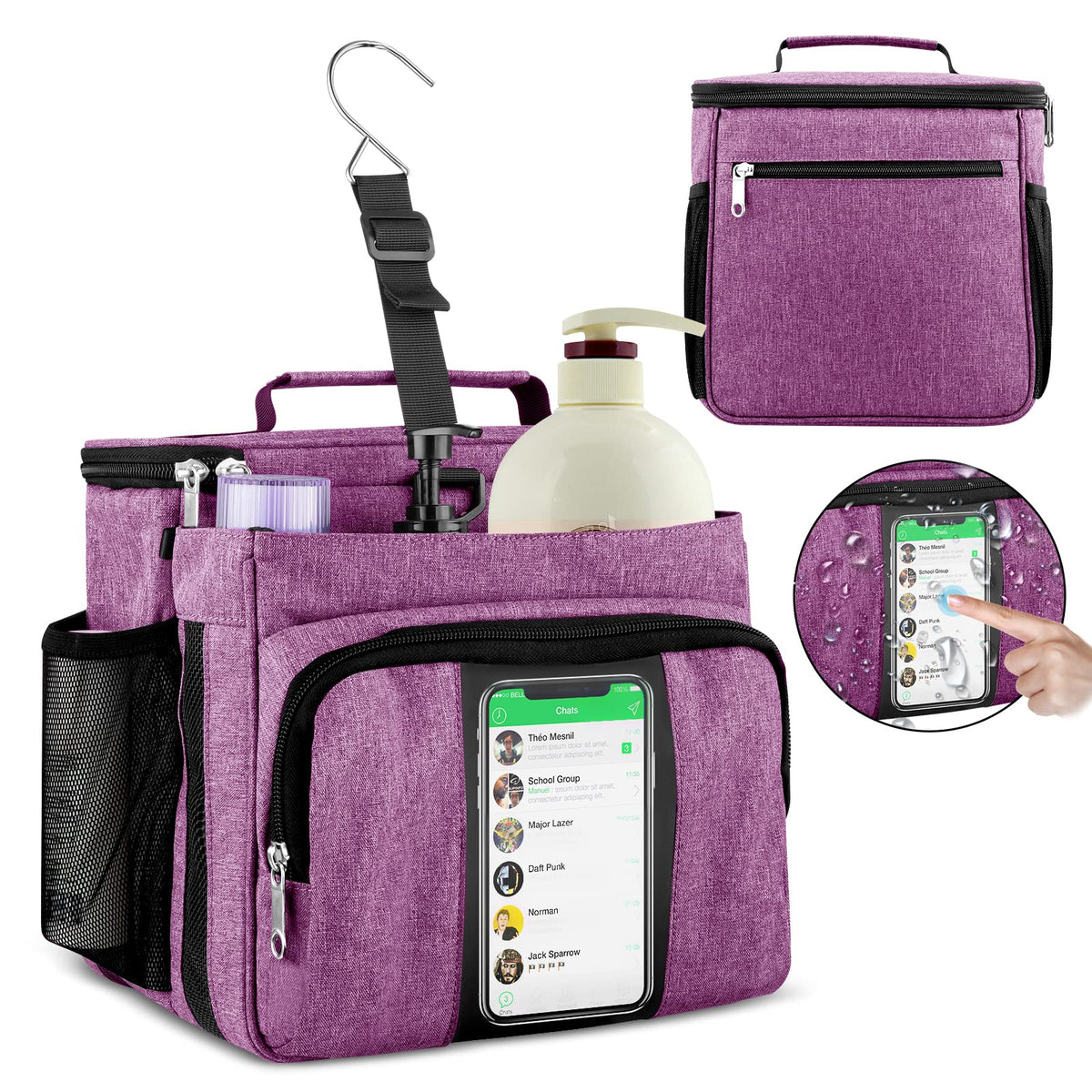 Bukere Portable Shower Caddy College Dorm Room Essential, Shower Caddy Tote Bag For Student, Girl, Women, Separate Compartment,