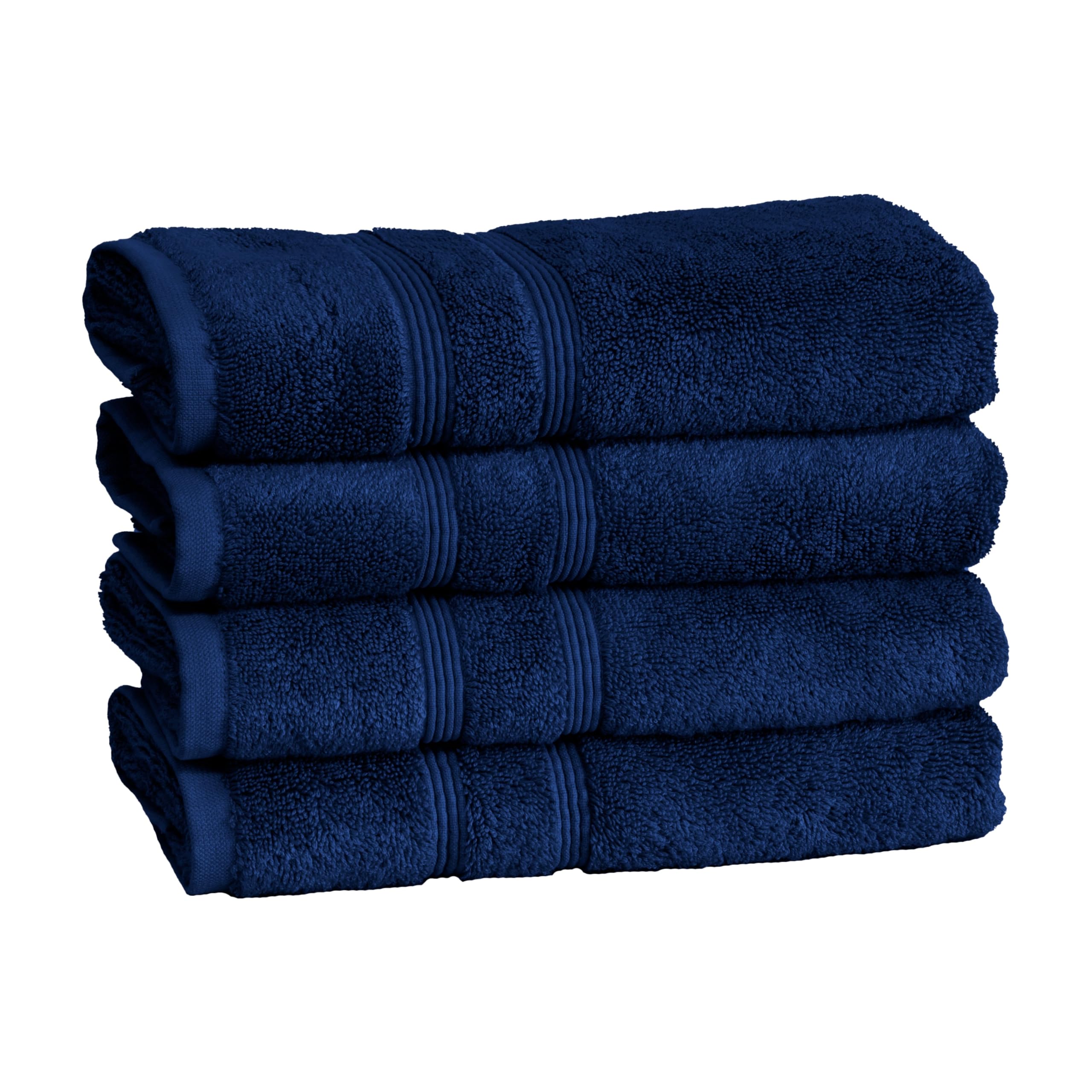 Mosobam 700 GSM Hotel Luxury Hand Towels 16X30  Set of 4  Navy Blue  Turkish Hand Towels  Viscose Made from Bamboo - Turkish Cotton