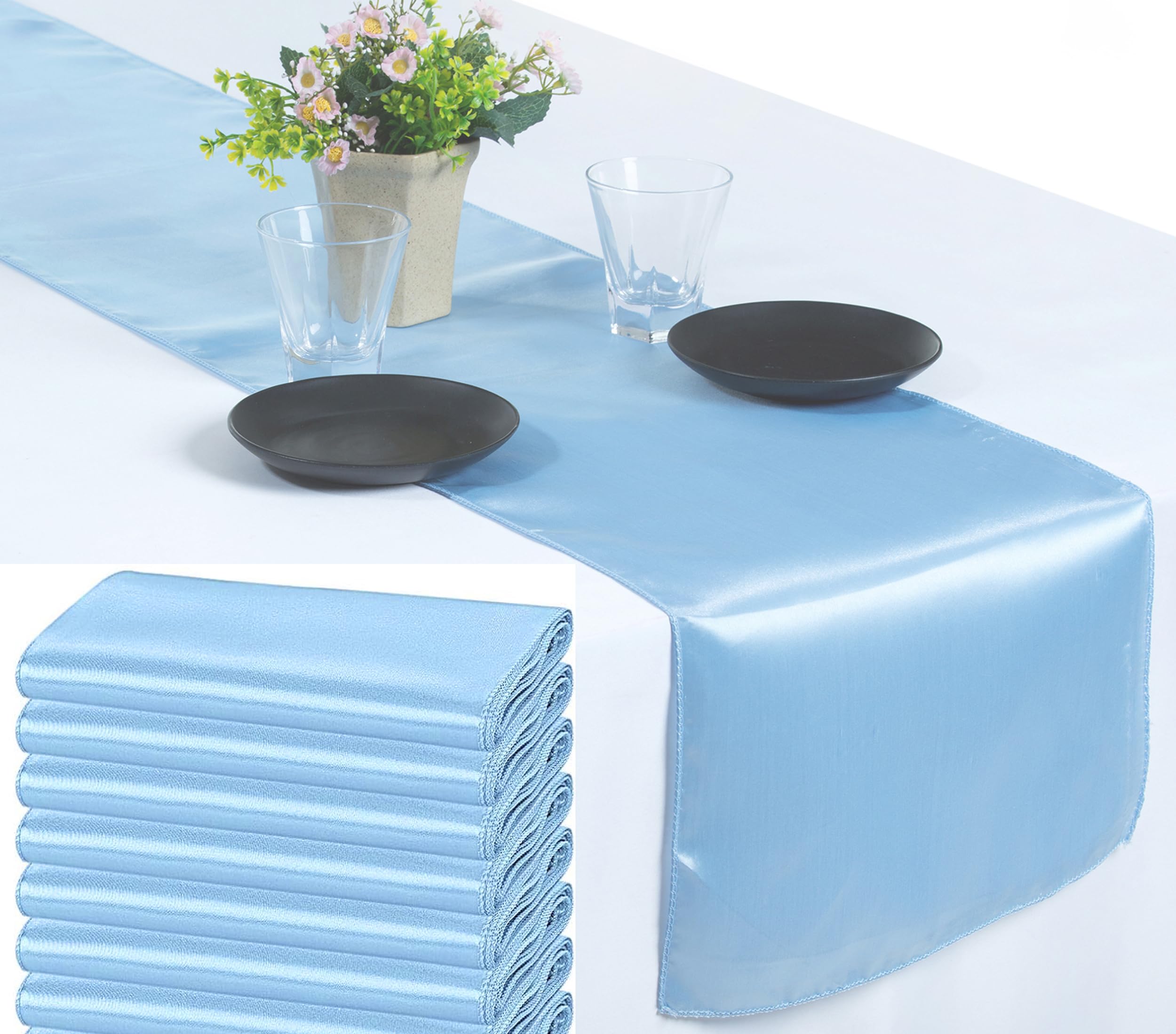 Mds 15 Pcs Satin Table Runners 12 X 108 Inch Charmeuse Sateen Silk Table Runner For Indoor Outdoor Wedding Reception Birthday Gr