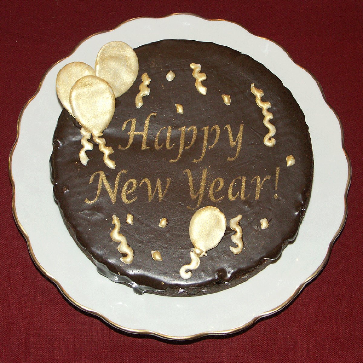 Designer Stencils Happy New Year Cake Stencil, Beige/Semi-Transparent