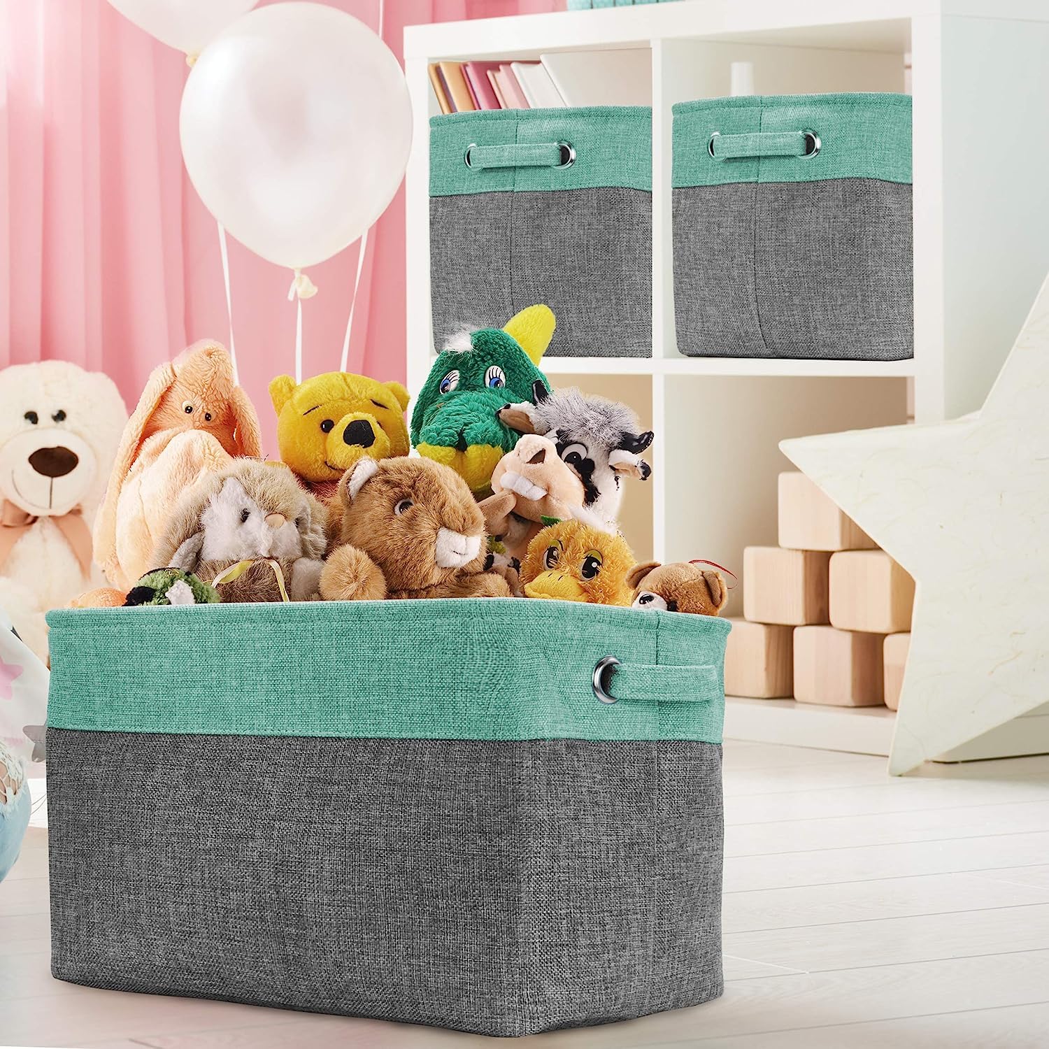 Sorbus Premium Fabric Storage Cubes 15 Inch - Big Sturdy Collapsible Storage Bins With Dual Handles - Foldable Baskets For Organ